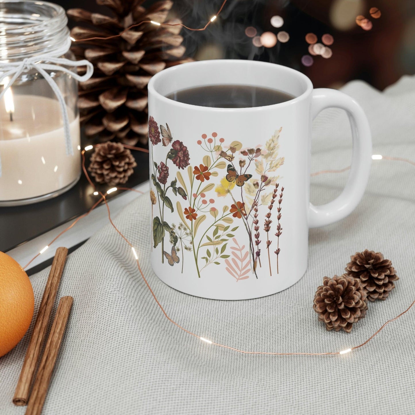 Floral Mug, gift for mom on mothers day, Birthday gift for mom, gift for plant lovers, coffee mug for her, hot cocoa mug, gift for coffee lover - Giftsmojo