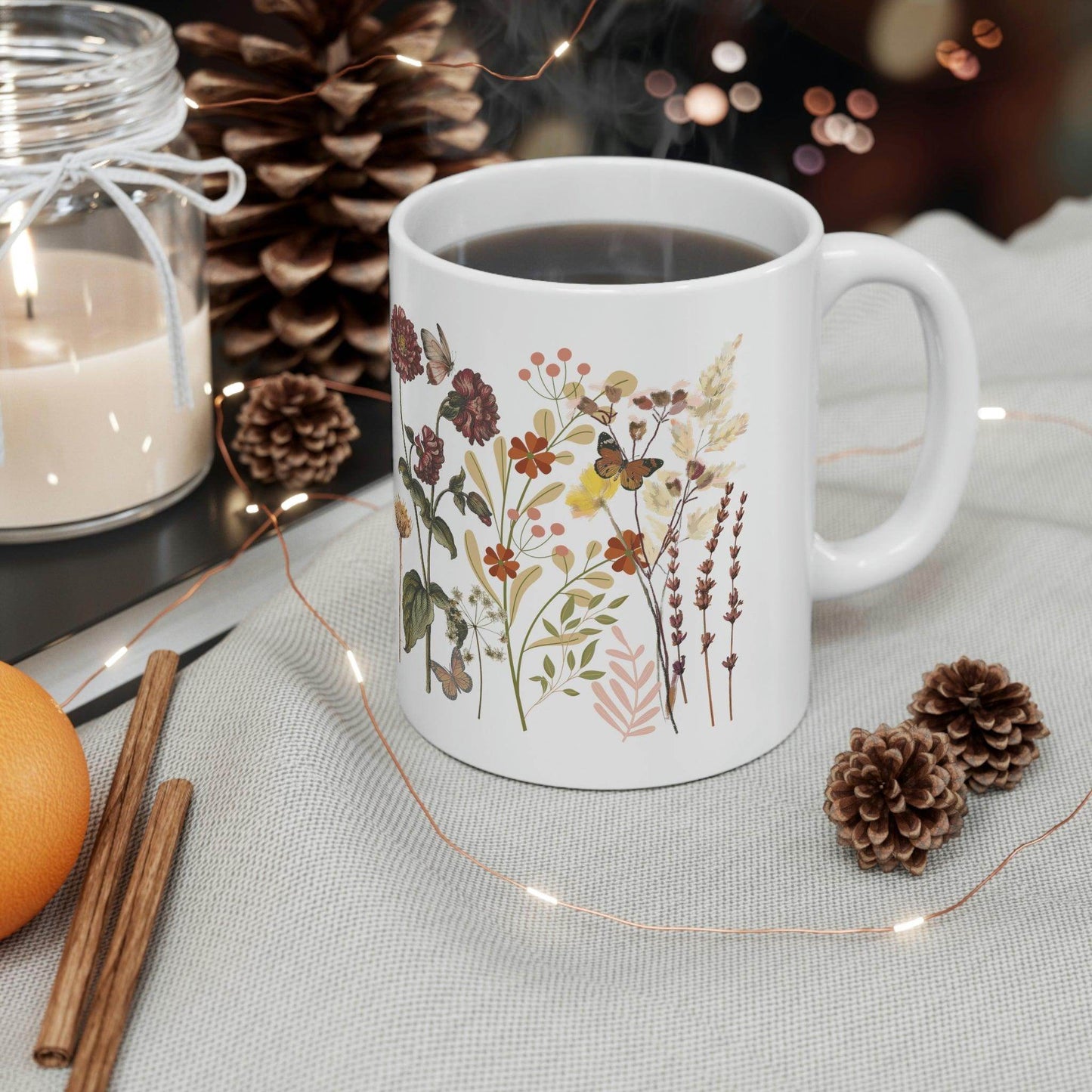 Floral Mug, gift for mom on mothers day, Birthday gift for mom, gift for plant lovers, coffee mug for her, hot cocoa mug, gift for coffee lover - Giftsmojo