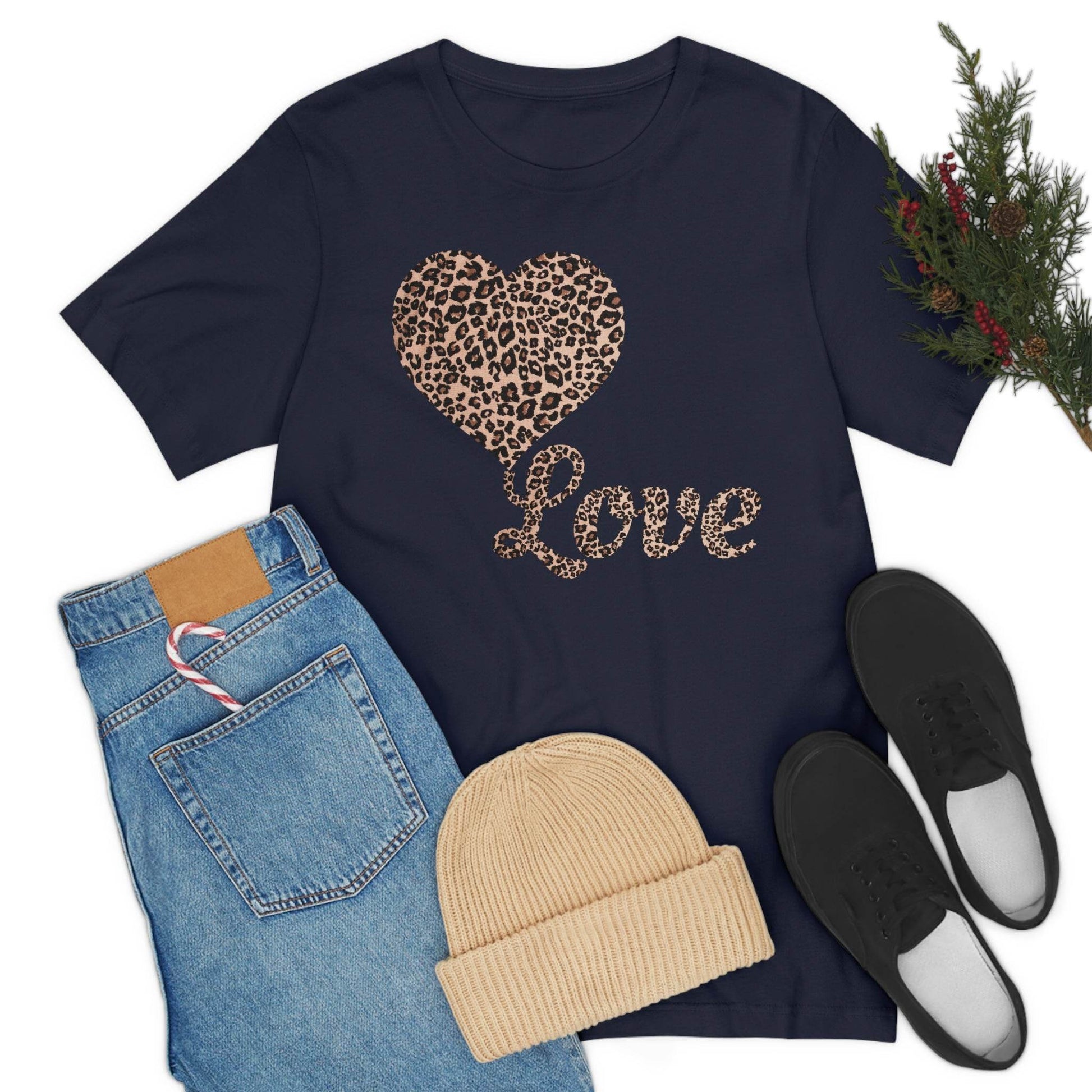 Love Heart, Leopard Print Tee - Giftsmojo