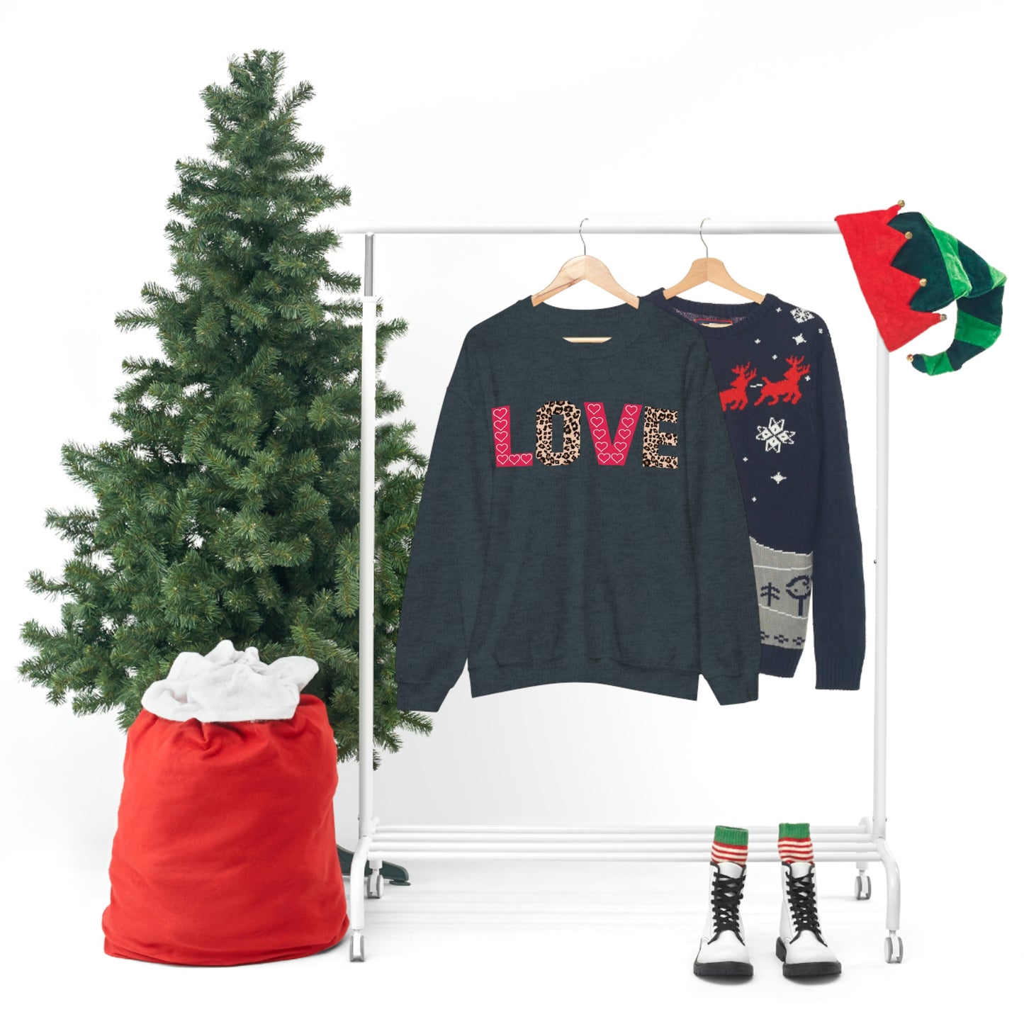 Love Sweatshirt with partial leopard print