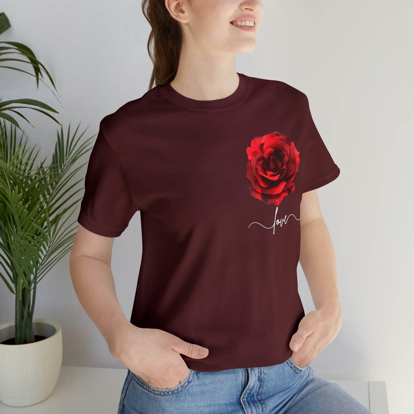 Love Rose Flower T-shirt for Women, Rose Graphic T-shirt, floral shirt, gift for her, love shirt - Giftsmojo