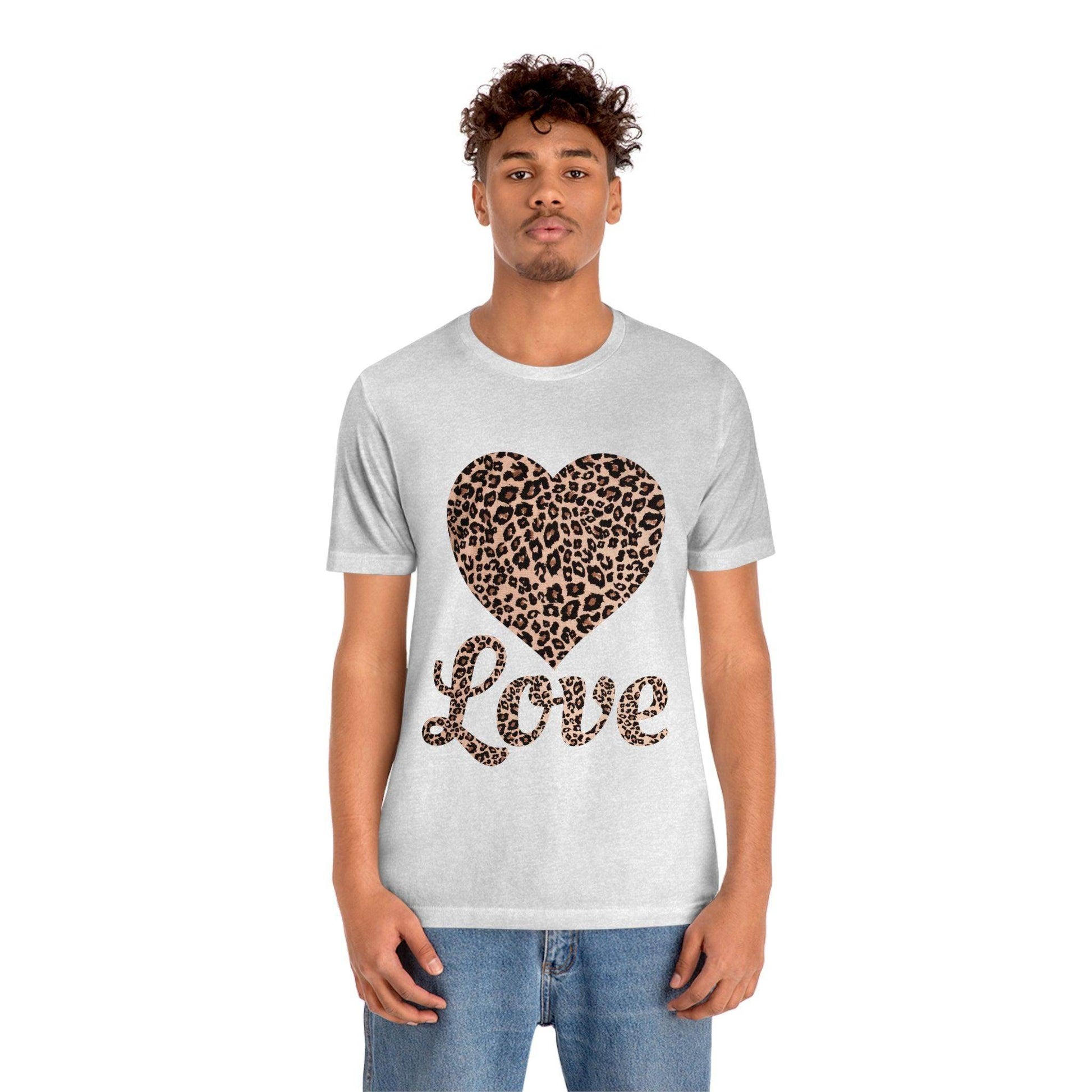 Leopard Print, Love Heart Tee, - Giftsmojo