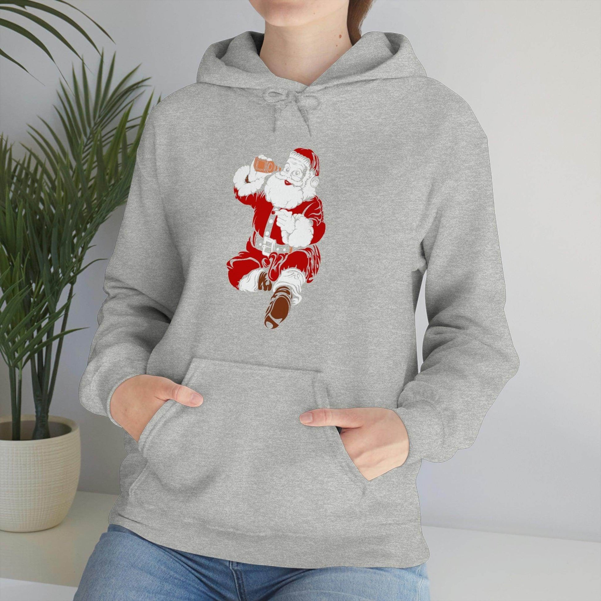 Santa drinking beer funny Hooded Sweatshirt, - Giftsmojo