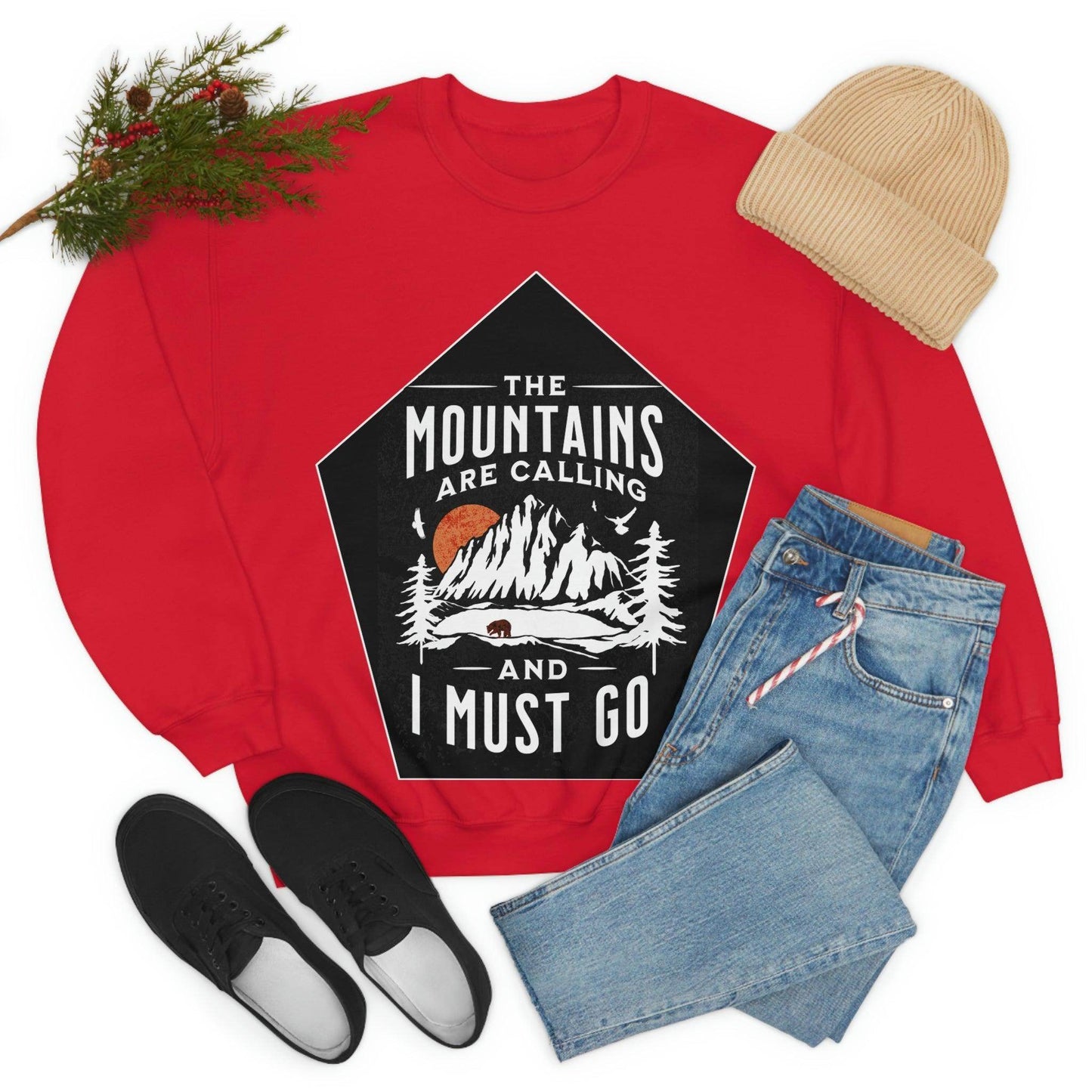 The Mountains are Calling and I Must Go, Crewneck Sweatshirt - Giftsmojo