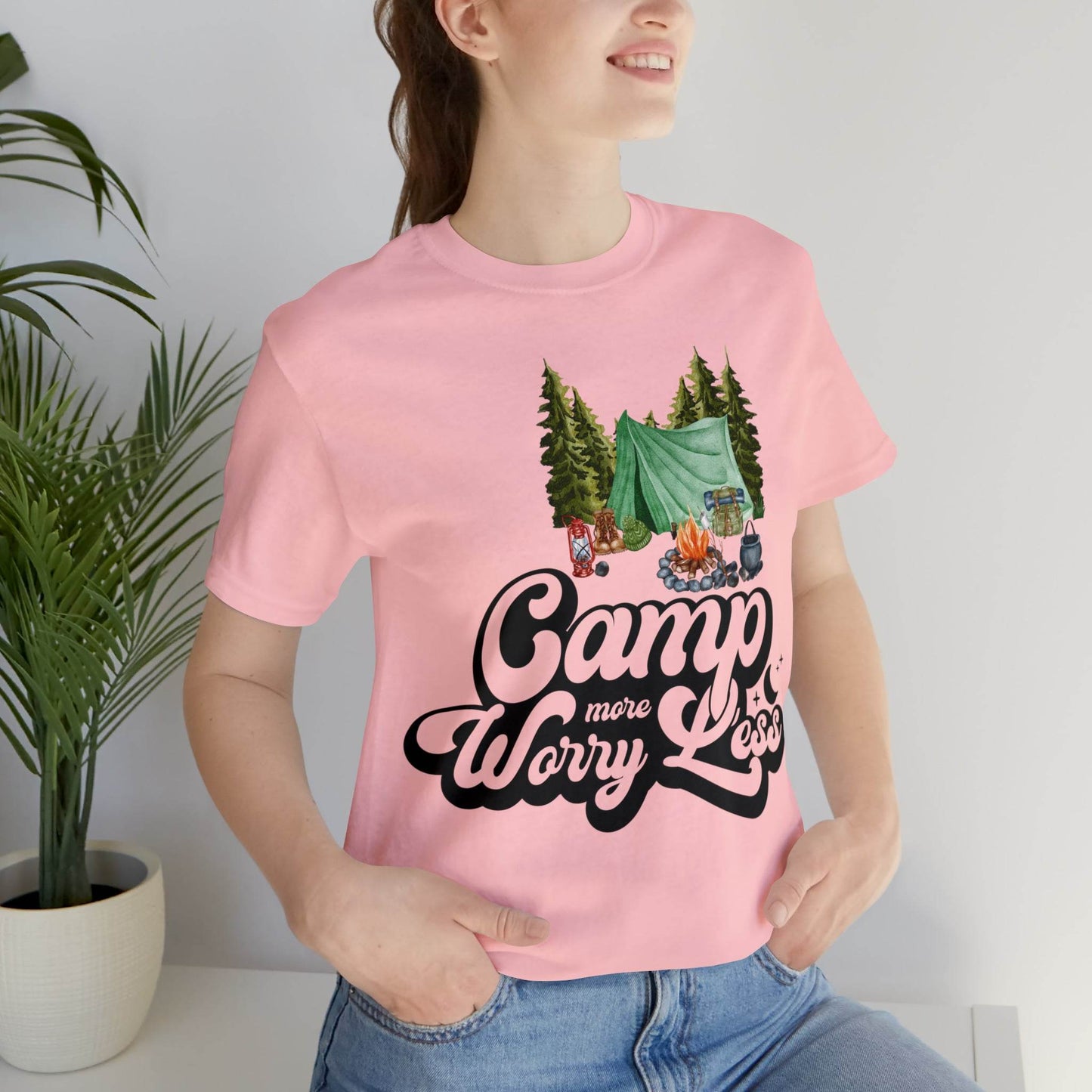 Camp More Worry Less Shirt, Outdoor adventure clothing, Nature-inspired shirts, Hiking apparel, Outdoor enthusiasts gift, Adventure-themed attire - Giftsmojo