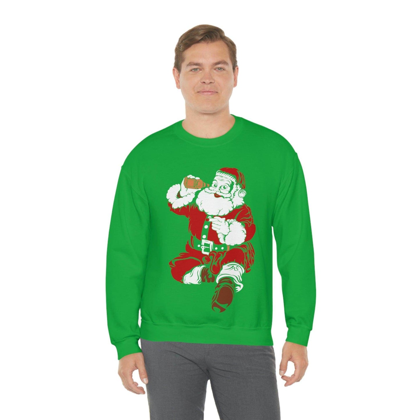Santa drinking beer Unisex Heavy Blend Crewneck Sweatshirt - Giftsmojo