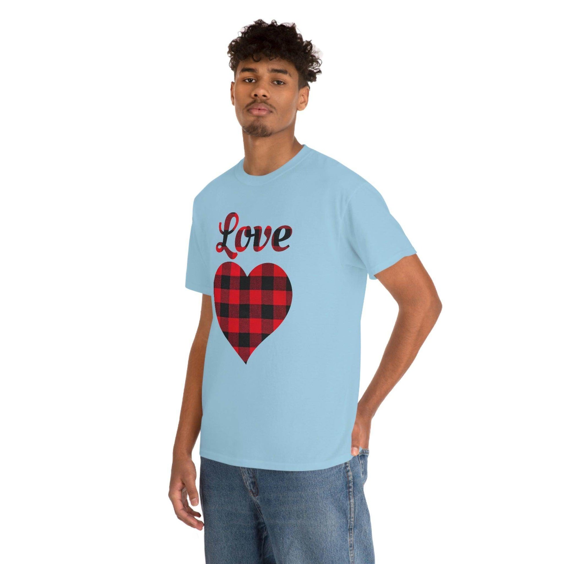 Plaid Love Heart Tee - Giftsmojo