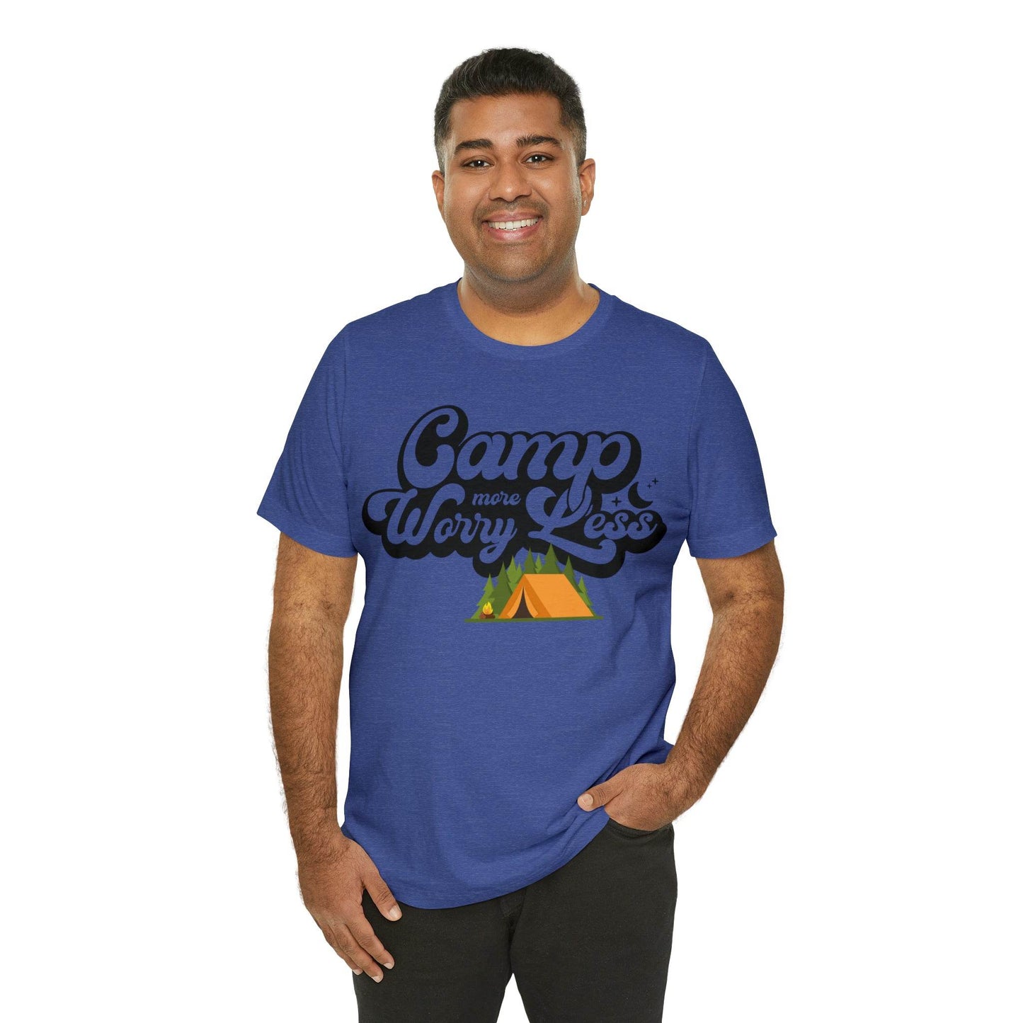 Camp More Worry Less Shirt, Outdoor adventure clothing, Nature-inspired shirts, Outdoor enthusiasts gift, Adventure-themed attire - Giftsmojo