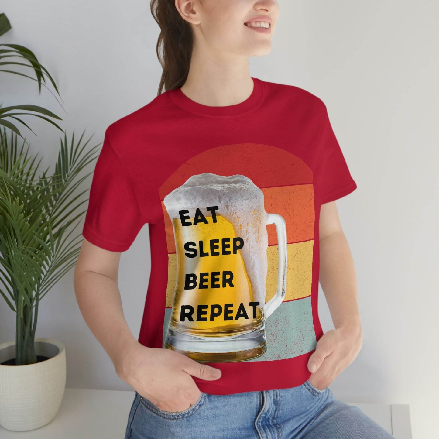 Retro shirt Eat Sleep Beer Repeat - funny beer shirt - Giftsmojo