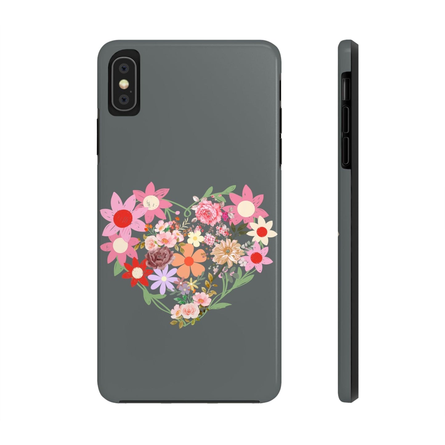 Floral Heart phone case, Tough Phone Cases, Mom Phone Case fit for iPhone 14 Pro, 13, 12, 11 Pro Max, Xr, Xs, 8+, 7, And Samsung S