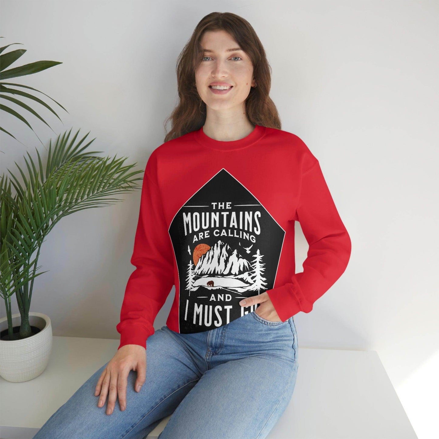 The Mountains are Calling and I Must Go, Crewneck Sweatshirt - Giftsmojo