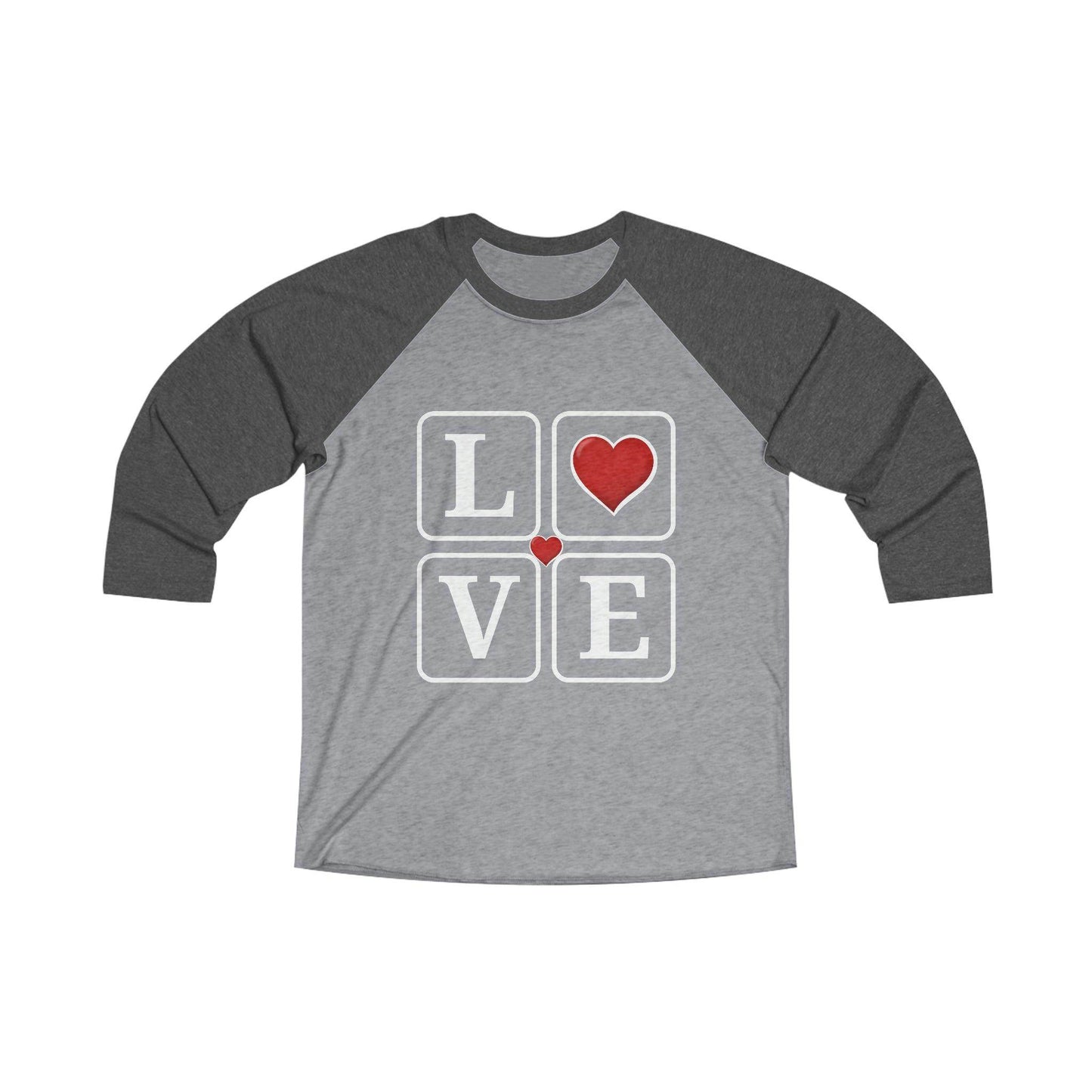 Love Squares with Heart Unisex Tri-Blend 34 Raglan Tee - Giftsmojo