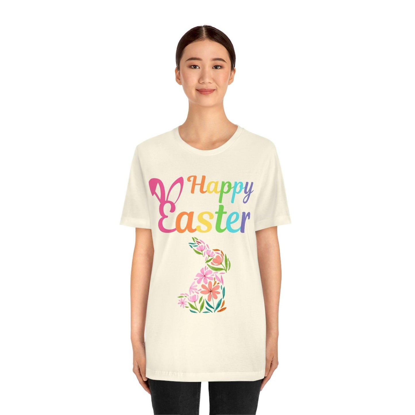Happy Easter Bunny Shirt Easter Gift women Easter Shirt - Easter Day Shirt Cute Easter flower shirt - Giftsmojo