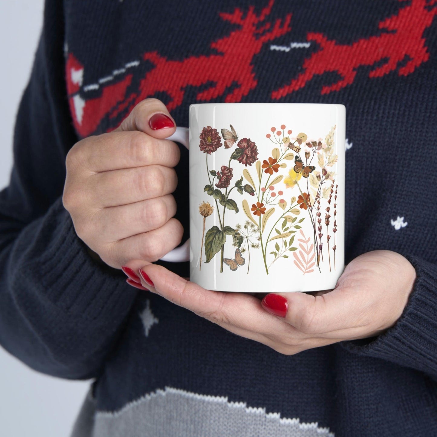 Floral Mug, gift for mom on mothers day, Birthday gift for mom, gift for plant lovers, coffee mug for her, hot cocoa mug, gift for coffee lover - Giftsmojo