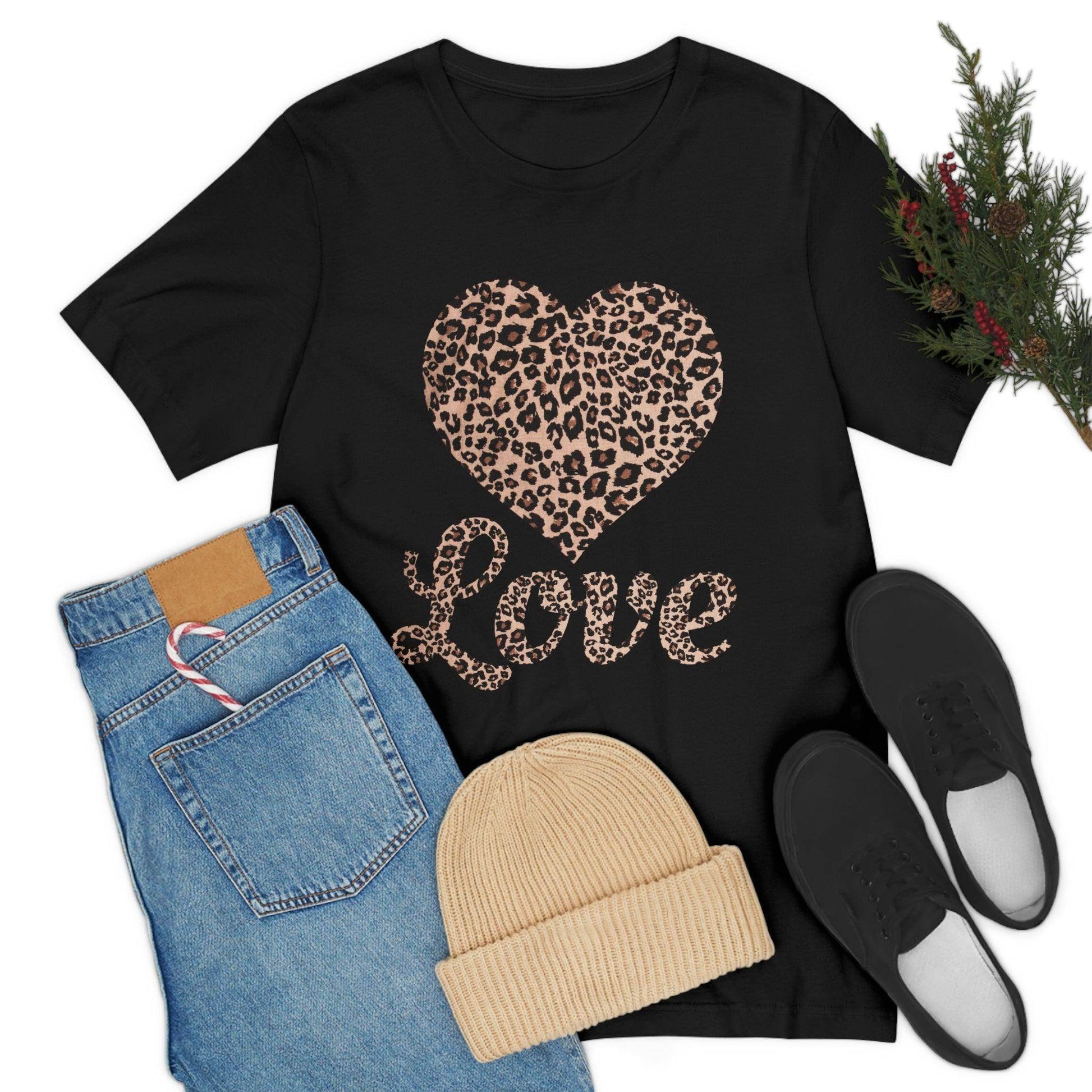 Leopard Print, Love Heart Tee, - Giftsmojo