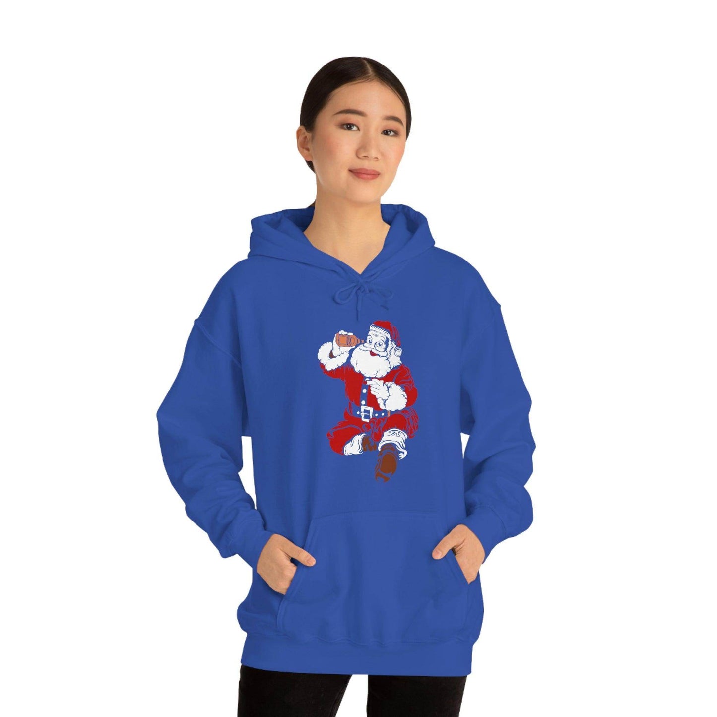 Santa drinking beer funny Hooded Sweatshirt, - Giftsmojo