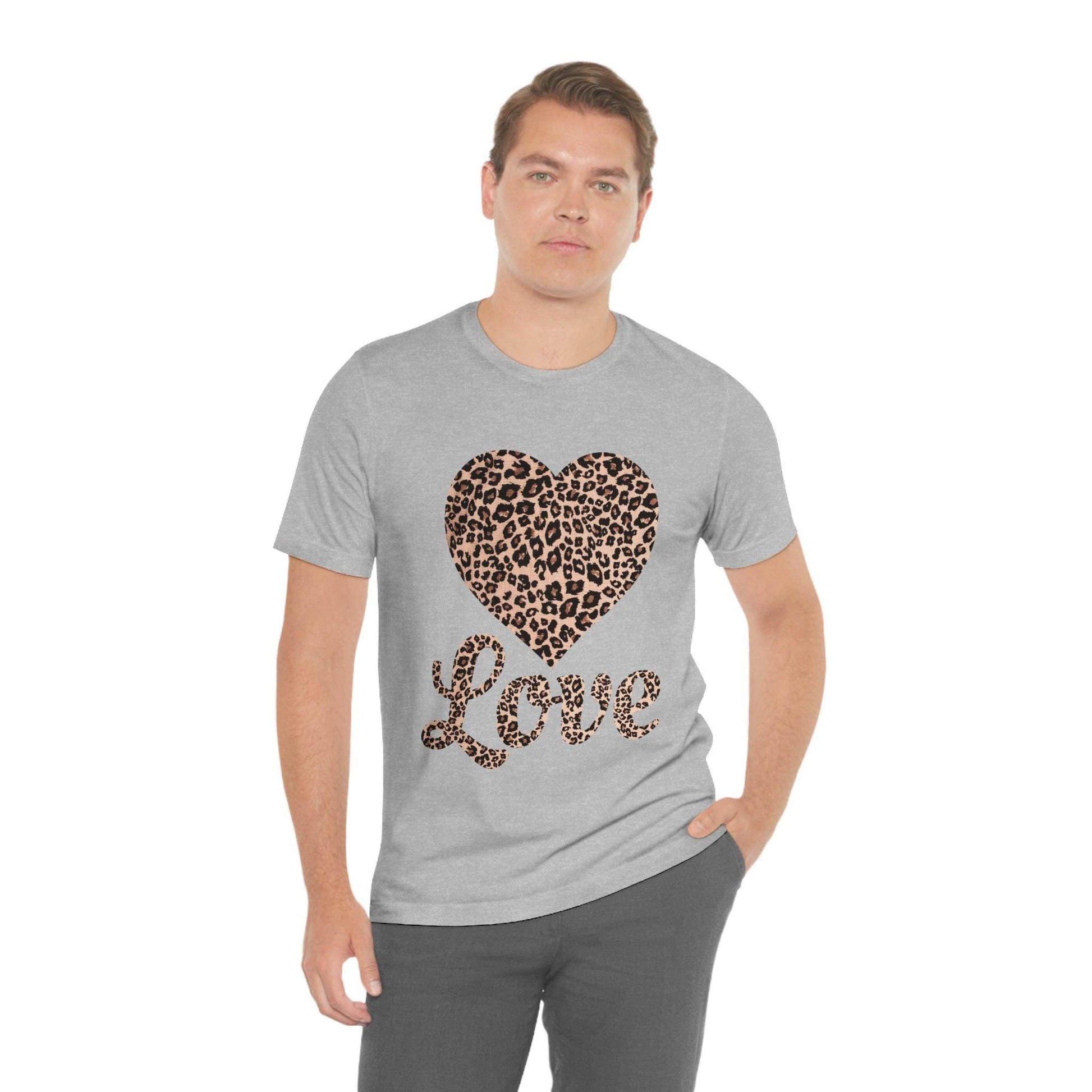 Leopard Print, Love Heart Tee, - Giftsmojo
