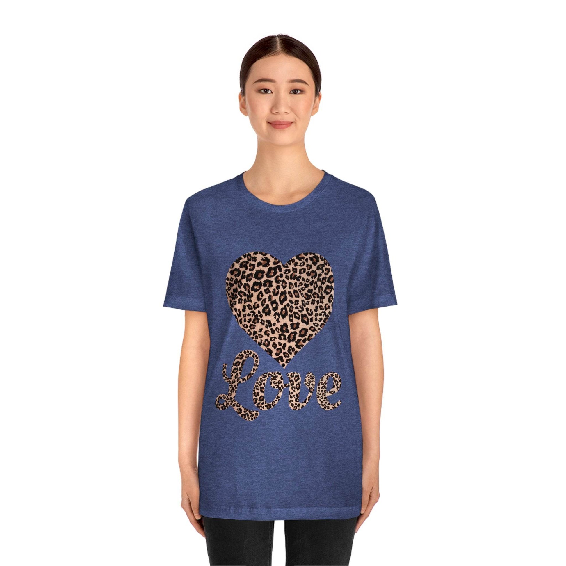 Leopard Print, Love Heart Tee, - Giftsmojo
