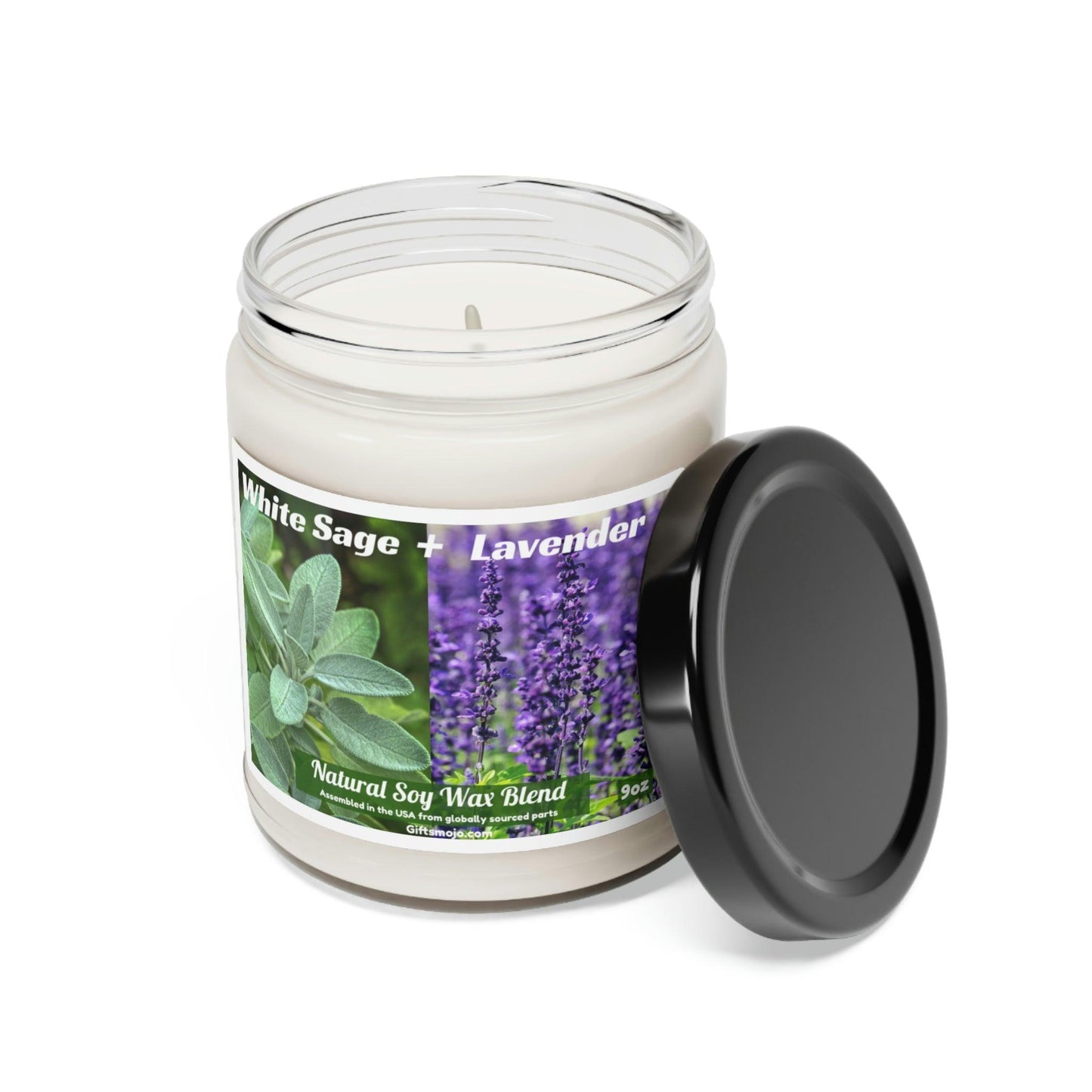 White Sage and Lavender Scented Soy Candle, Natural Soy wax Aromatherapy candle, Stress relief gift for mom grandma new mom stepmom - Giftsmojo