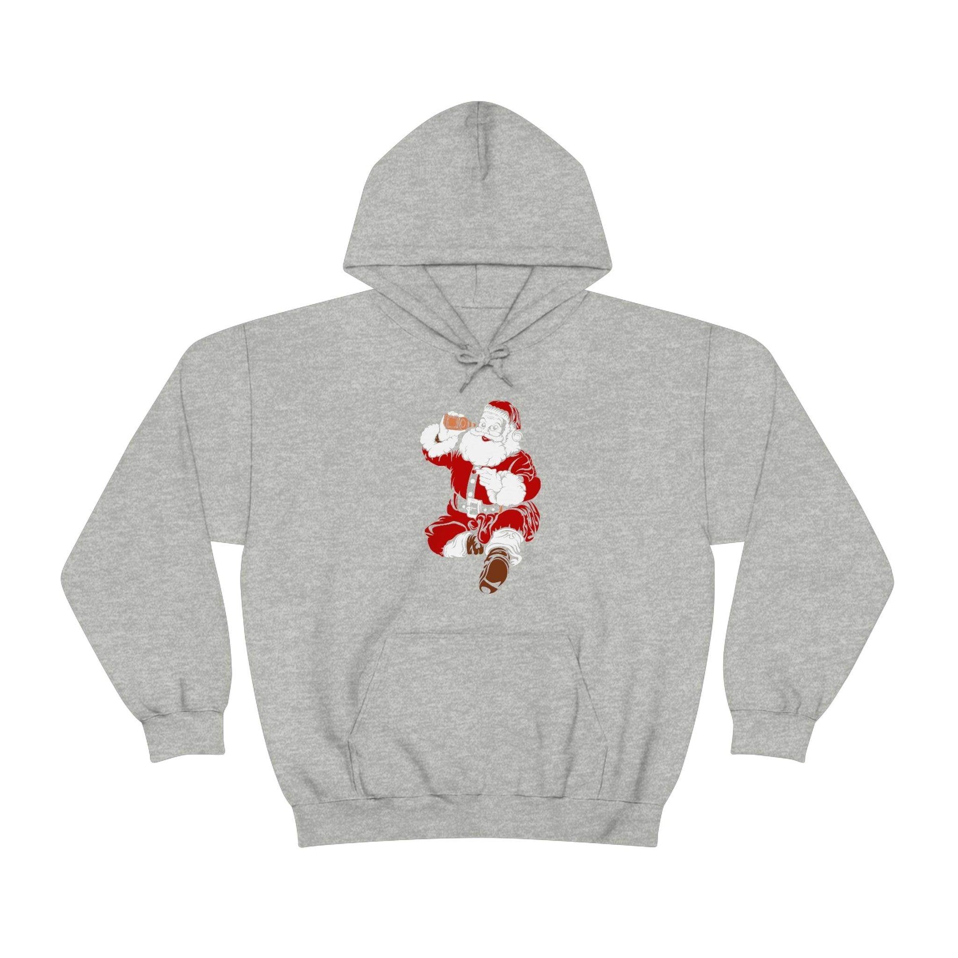Santa drinking beer funny Hooded Sweatshirt, - Giftsmojo