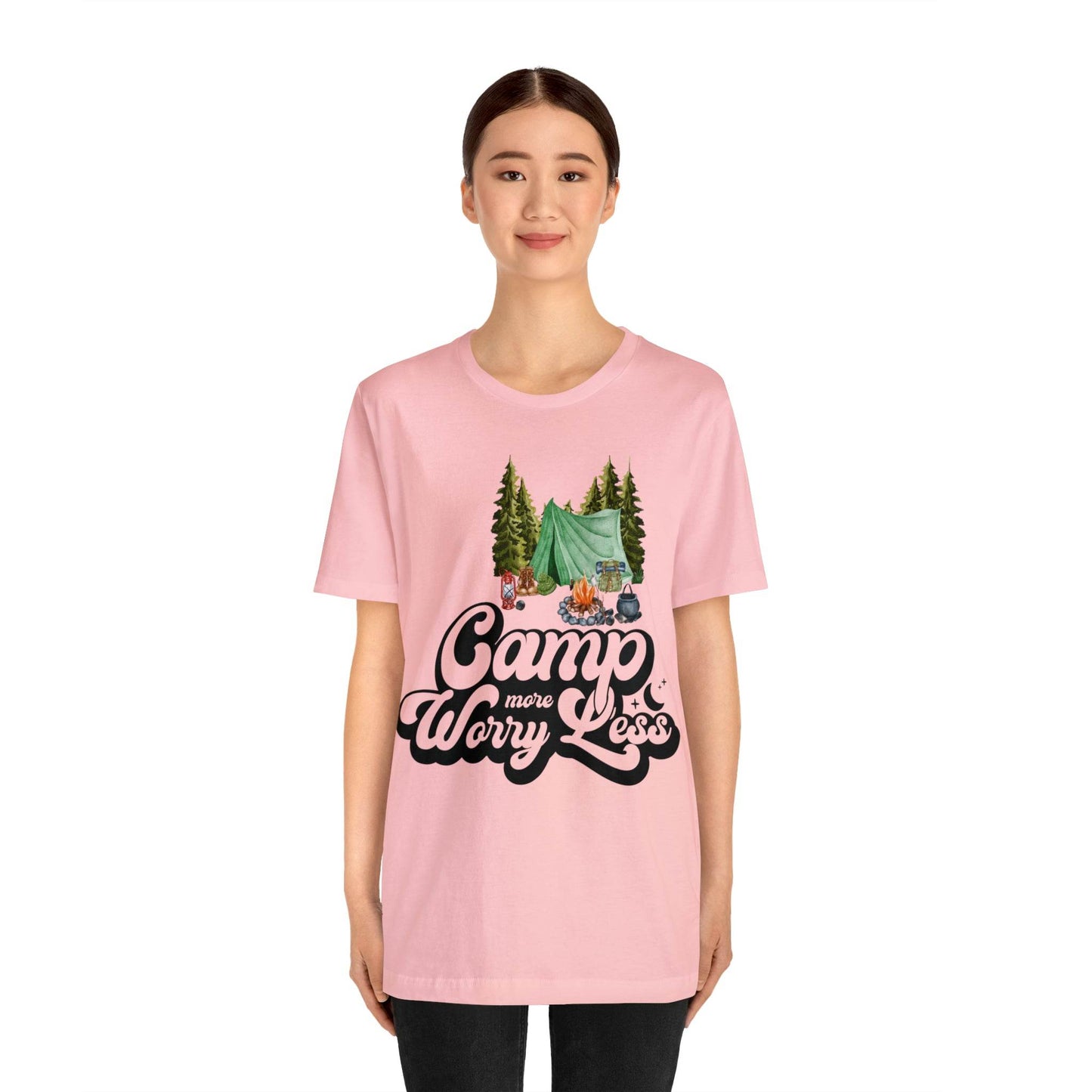 Camp More Worry Less Shirt, Outdoor adventure clothing, Nature-inspired shirts, Hiking apparel, Outdoor enthusiasts gift, Adventure-themed attire - Giftsmojo