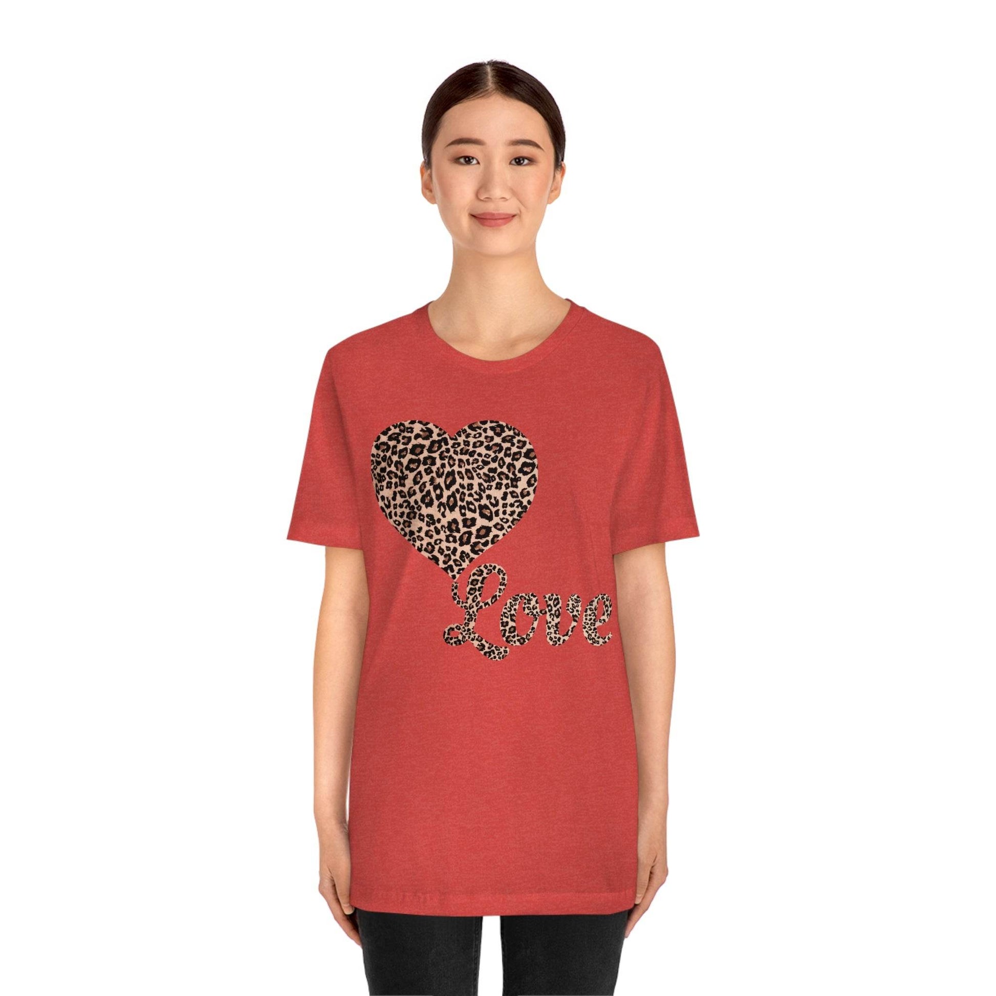 Love Heart, Leopard Print Tee - Giftsmojo