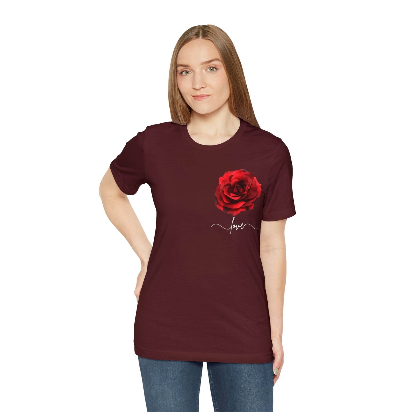 Love Rose Flower T-shirt for Women, Rose Graphic T-shirt, floral shirt, gift for her, love shirt - Giftsmojo