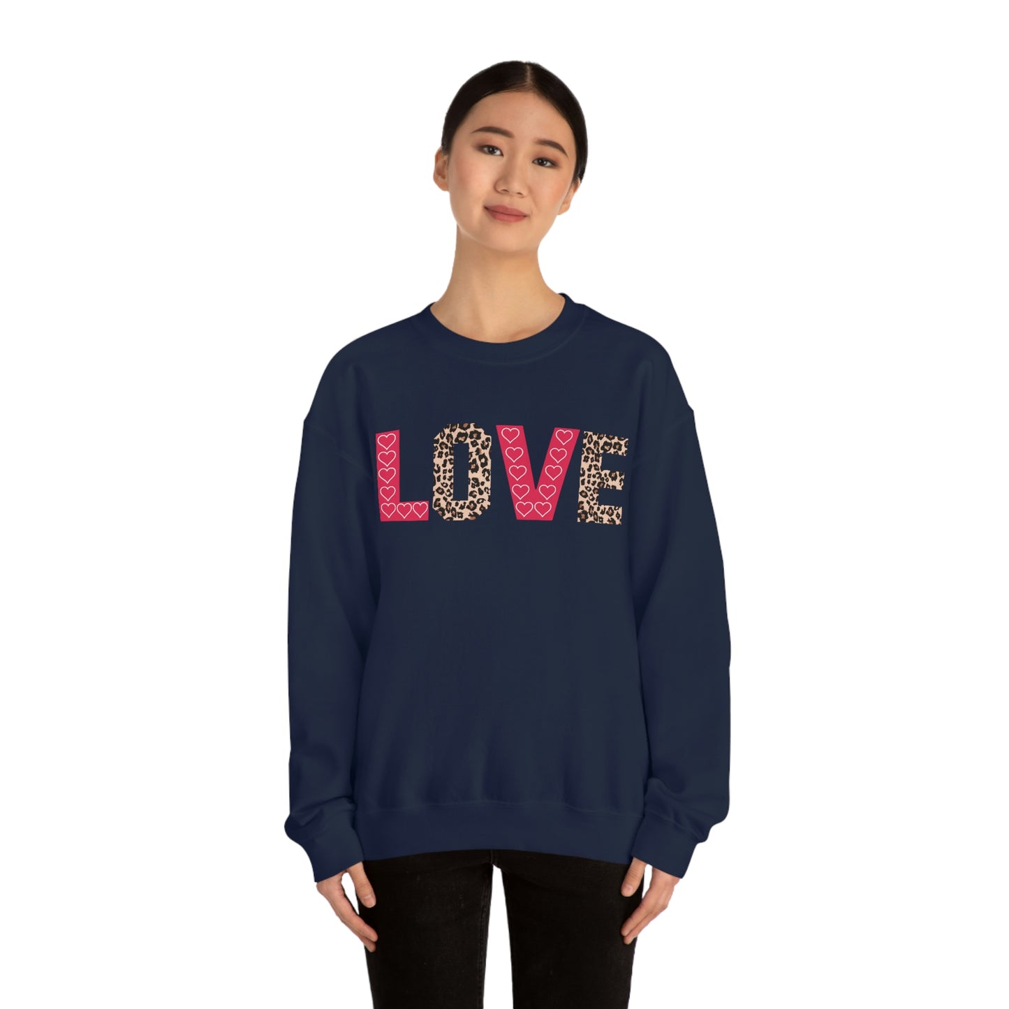 Love Sweatshirt with partial leopard print