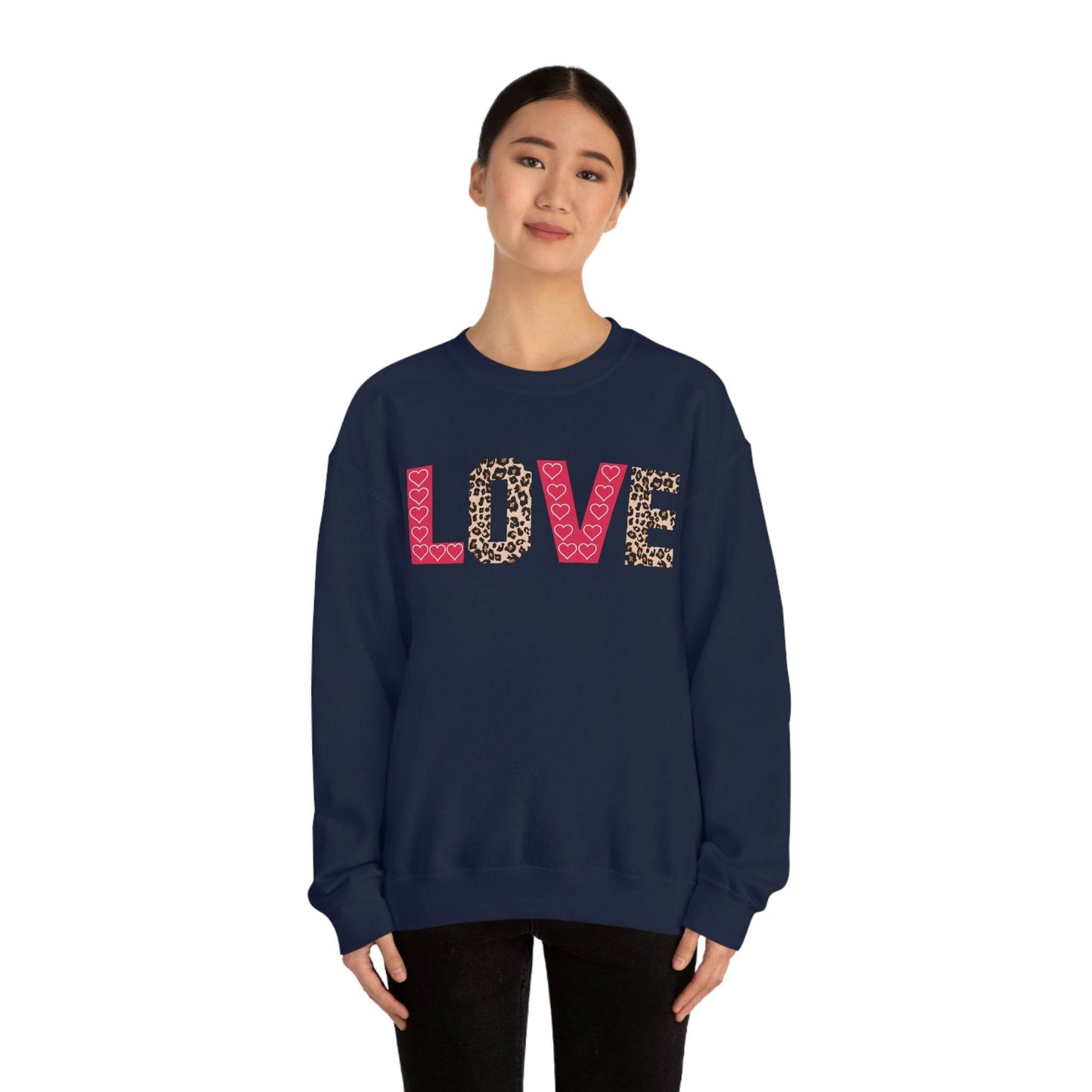 Love Sweatshirt with partial leopard print - Giftsmojo