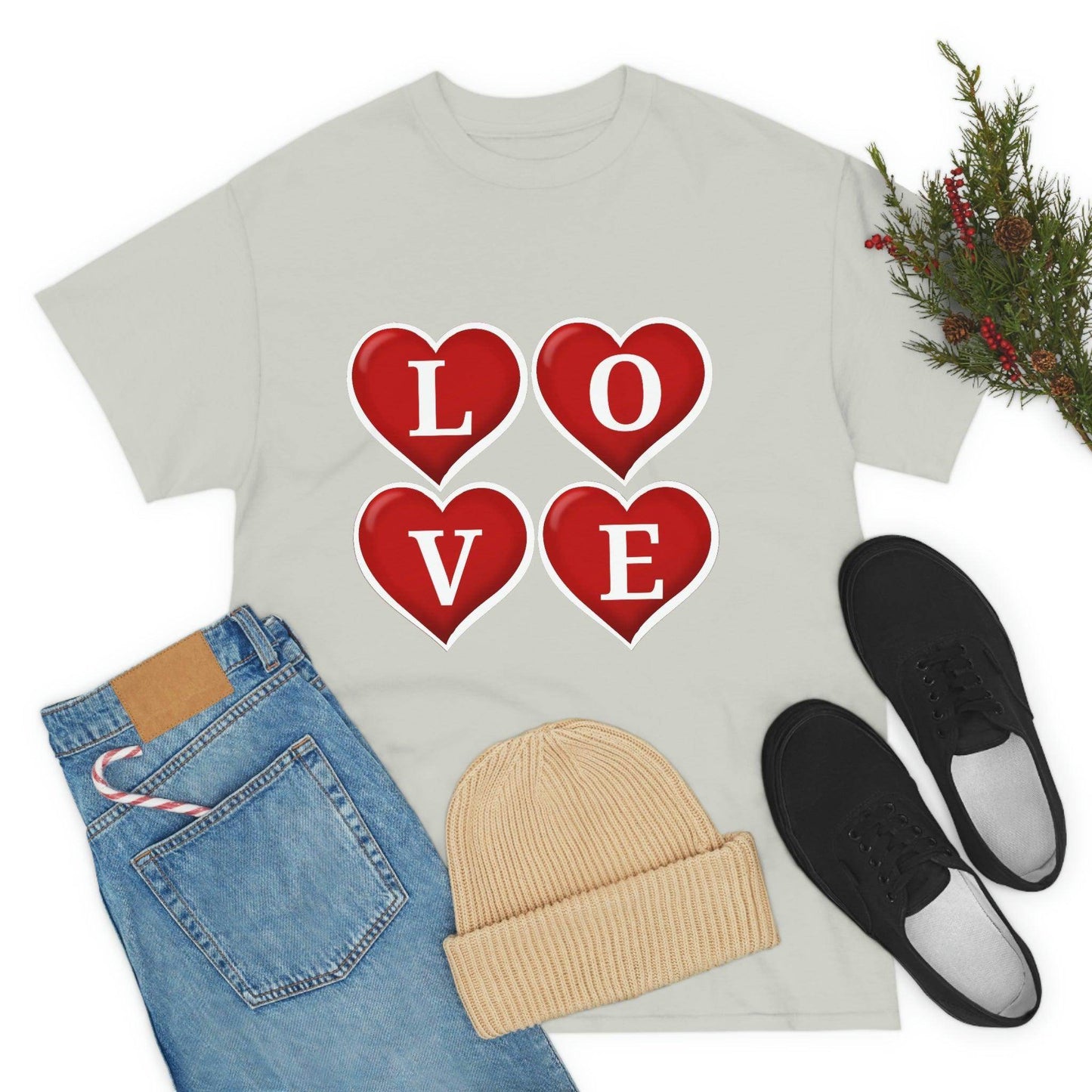 white 4hearts love Tee - Giftsmojo
