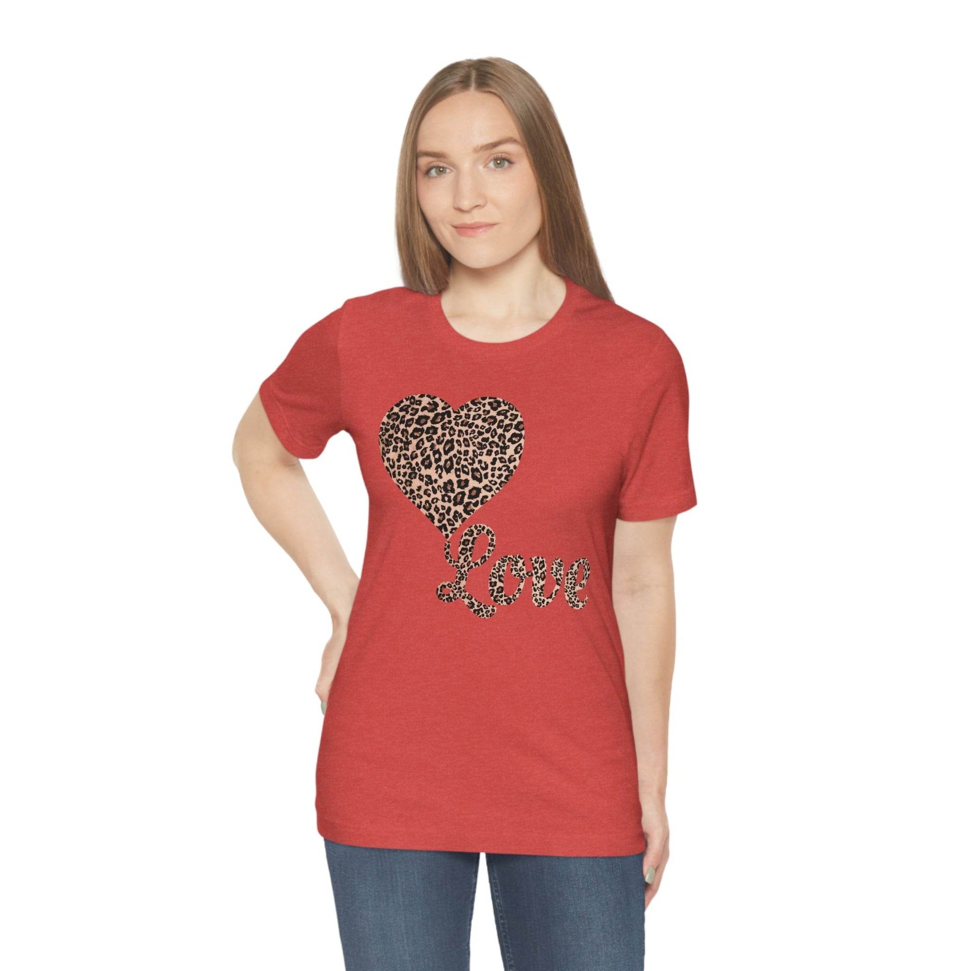 Love Heart, Leopard Print Tee - Giftsmojo