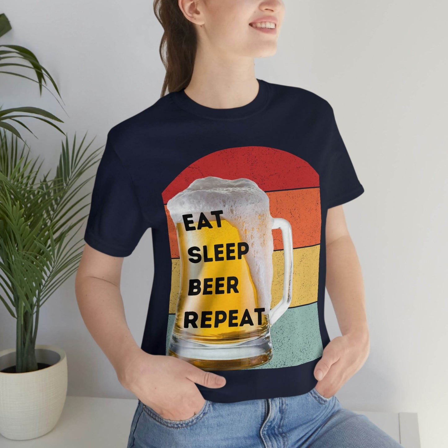 Retro shirt Eat Sleep Beer Repeat - funny beer shirt - Giftsmojo