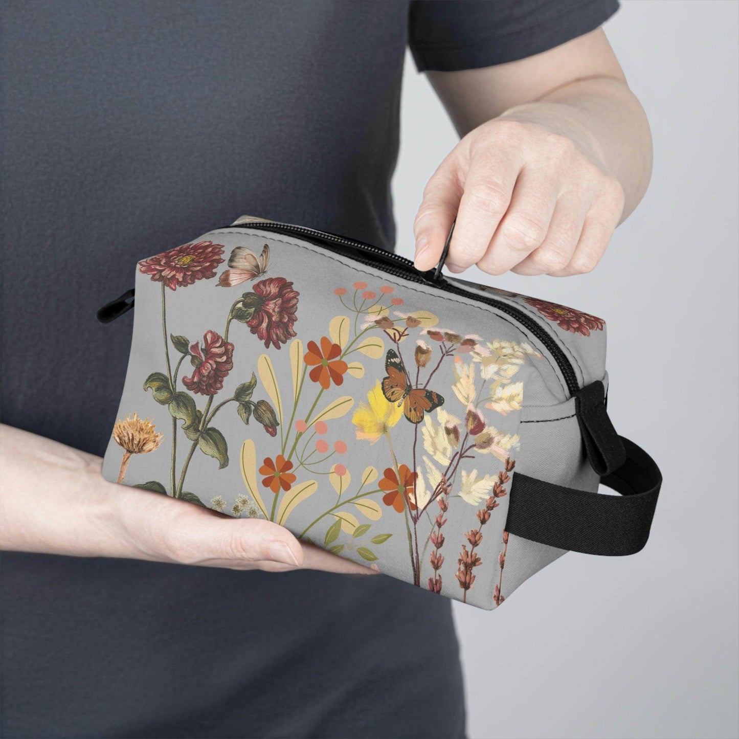 Floral Makeup Bag | flower makeup bag | Cosmetic Bag | floral Toiletry Bag Women | cute makeup bag | makeup pouch | aesthetic makeup bag - Giftsmojo