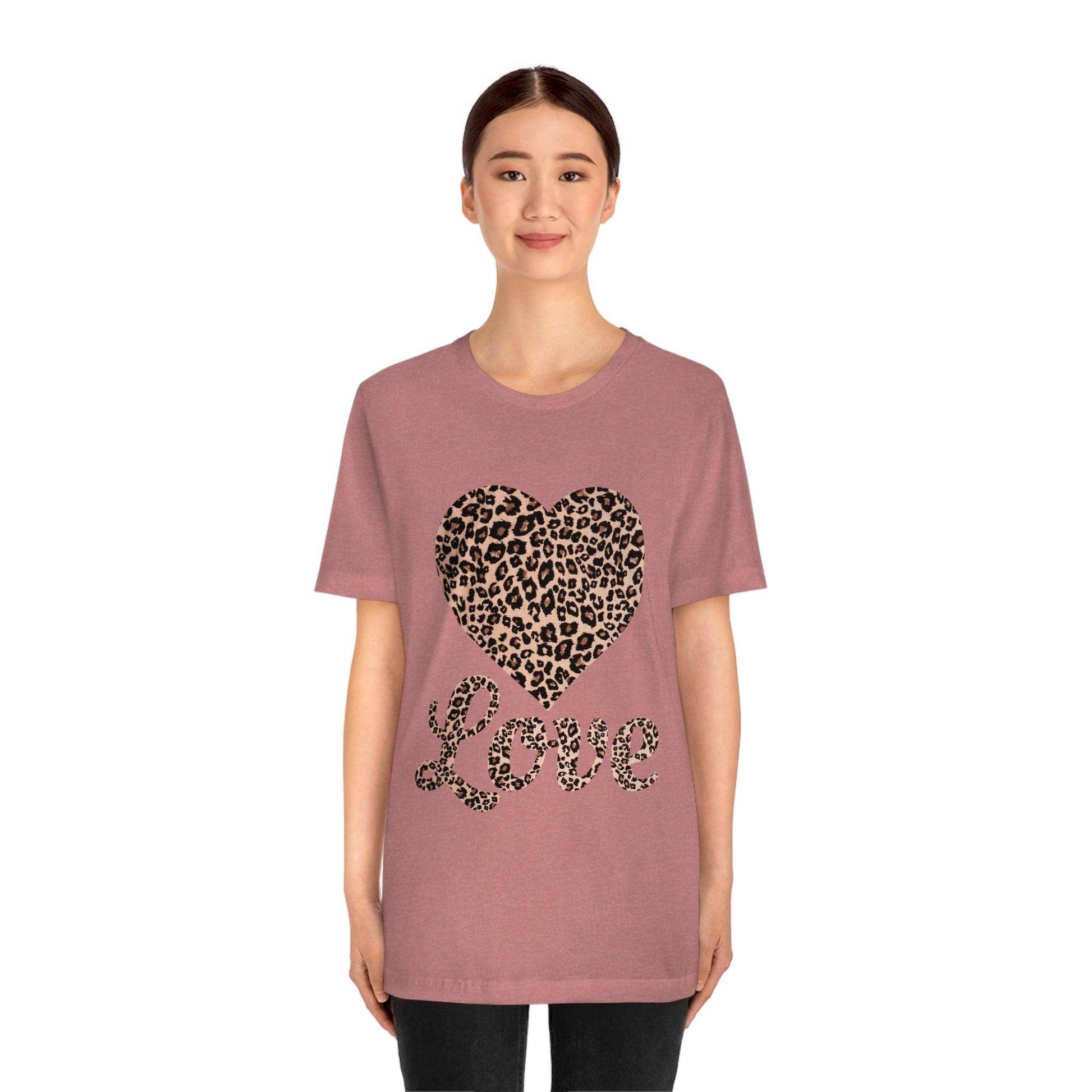 Leopard Print, Love Heart Tee, - Giftsmojo