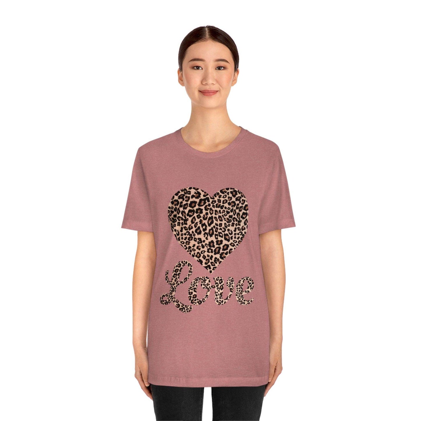 Leopard Print, Love Heart Tee, - Giftsmojo