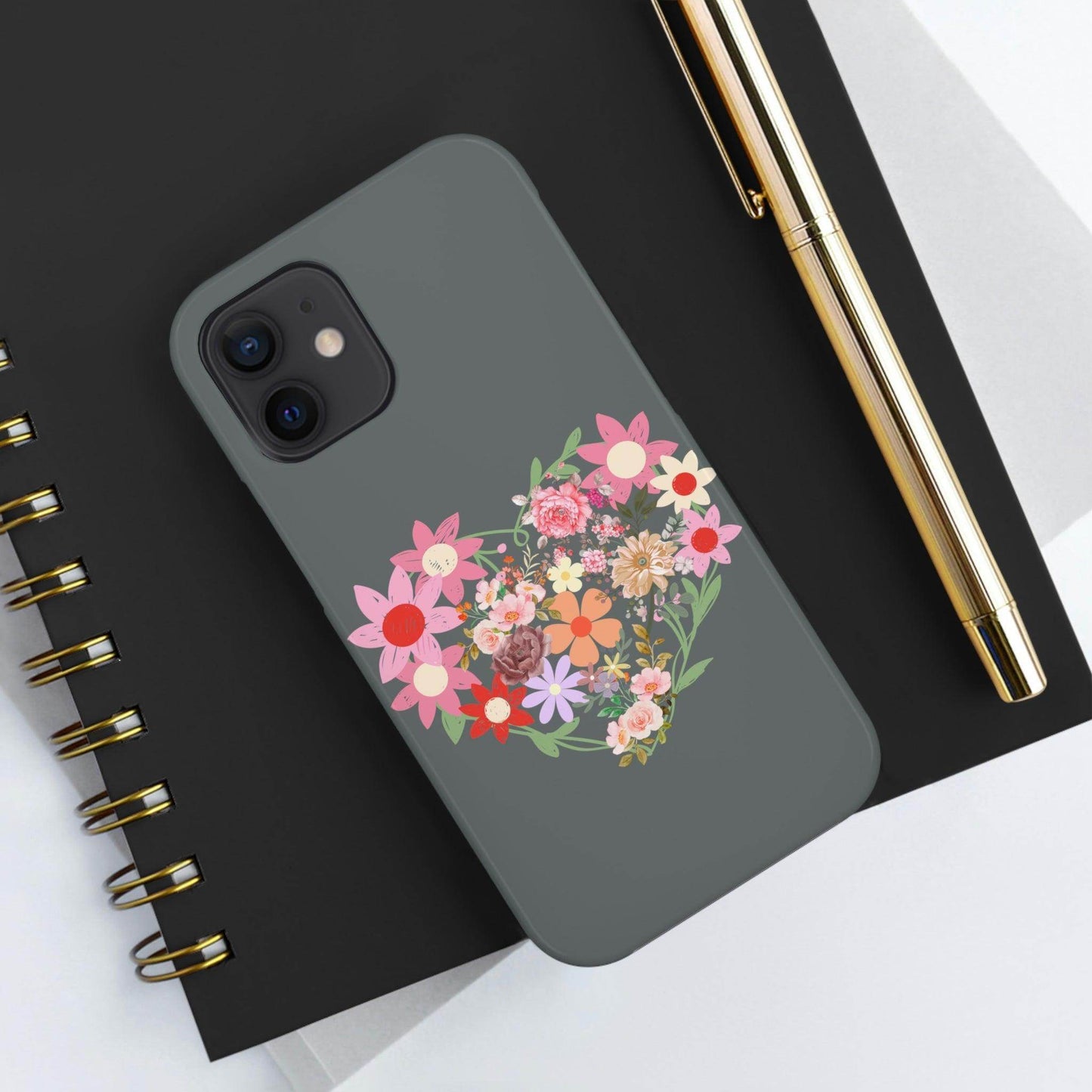 Floral Heart phone case, Tough Phone Cases, Mom Phone Case fit for iPhone 14 Pro, 13, 12, 11 Pro Max, Xr, Xs, 8+, 7, And Samsung S - Giftsmojo