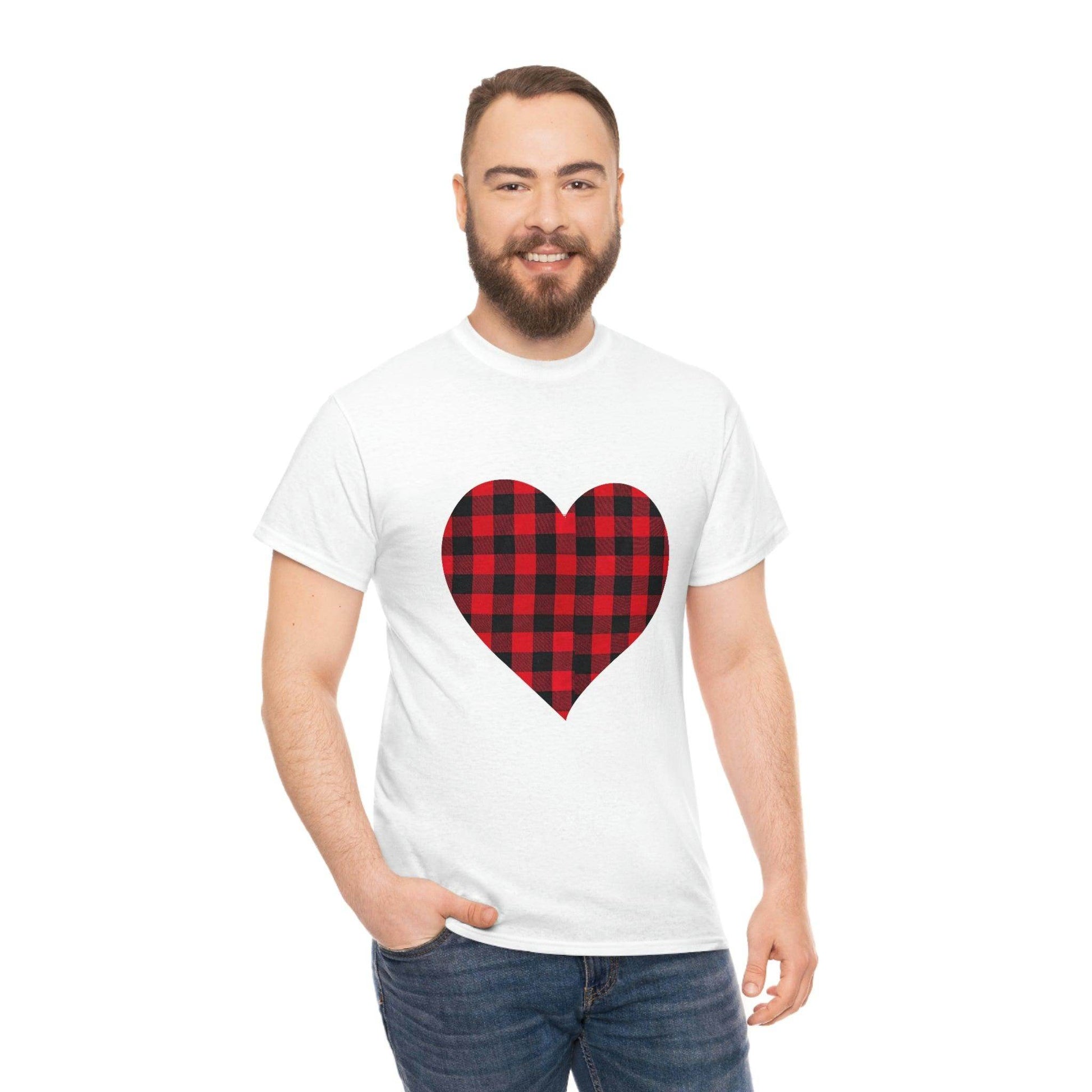 Plaid Heart T-Shirt, Valentines day Shirt, - Giftsmojo