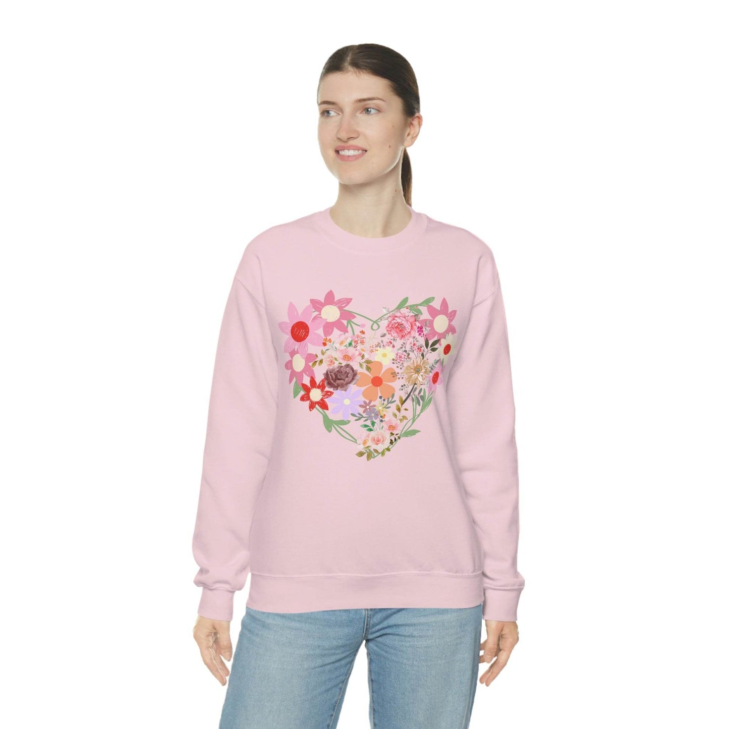 Flower Heart sweatshirt - Floral sweatshirt - Love Sweatshirt - Giftsmojo
