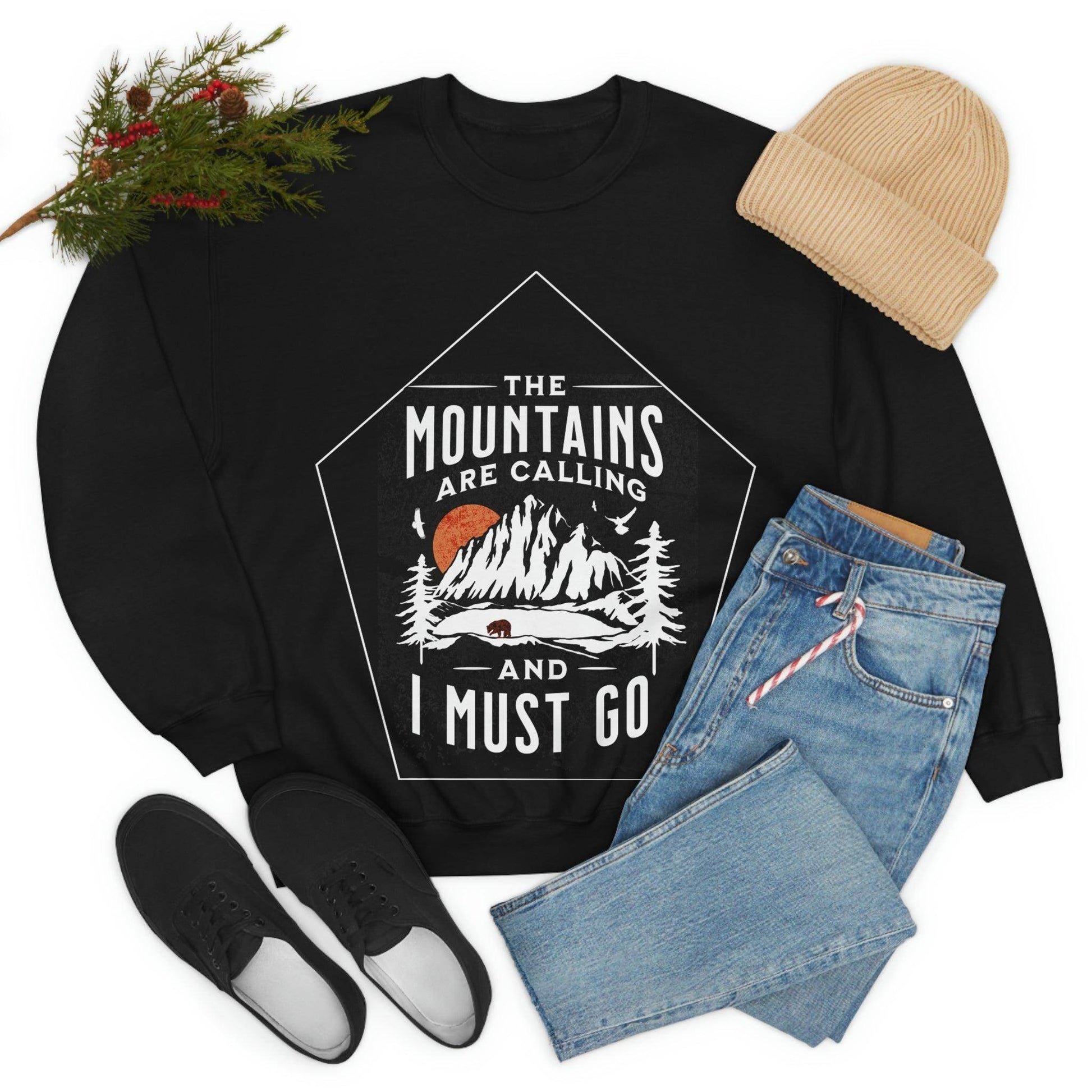 The Mountains are Calling and I Must Go, Crewneck Sweatshirt - Giftsmojo