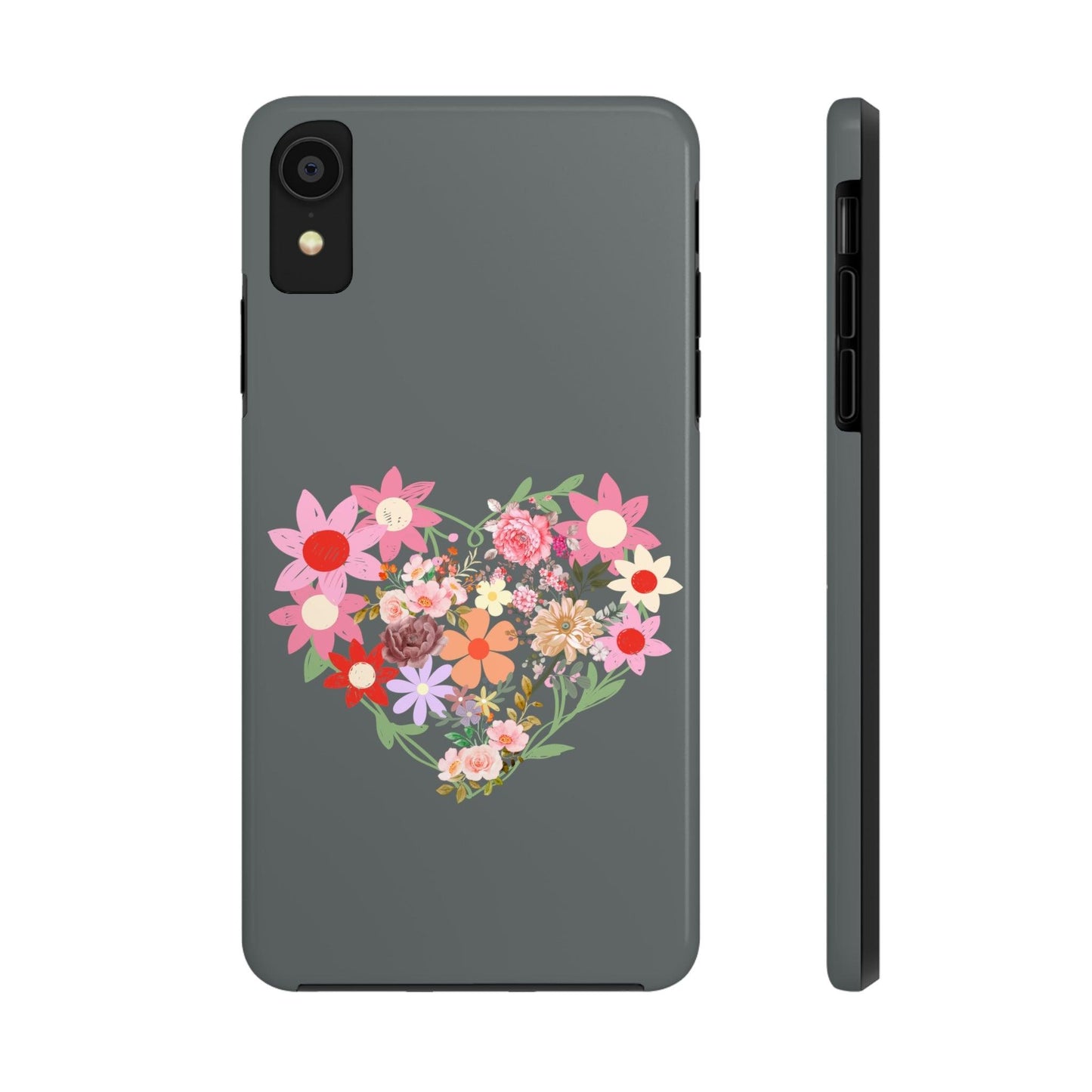Floral Heart phone case, Tough Phone Cases, Mom Phone Case fit for iPhone 14 Pro, 13, 12, 11 Pro Max, Xr, Xs, 8+, 7, And Samsung S