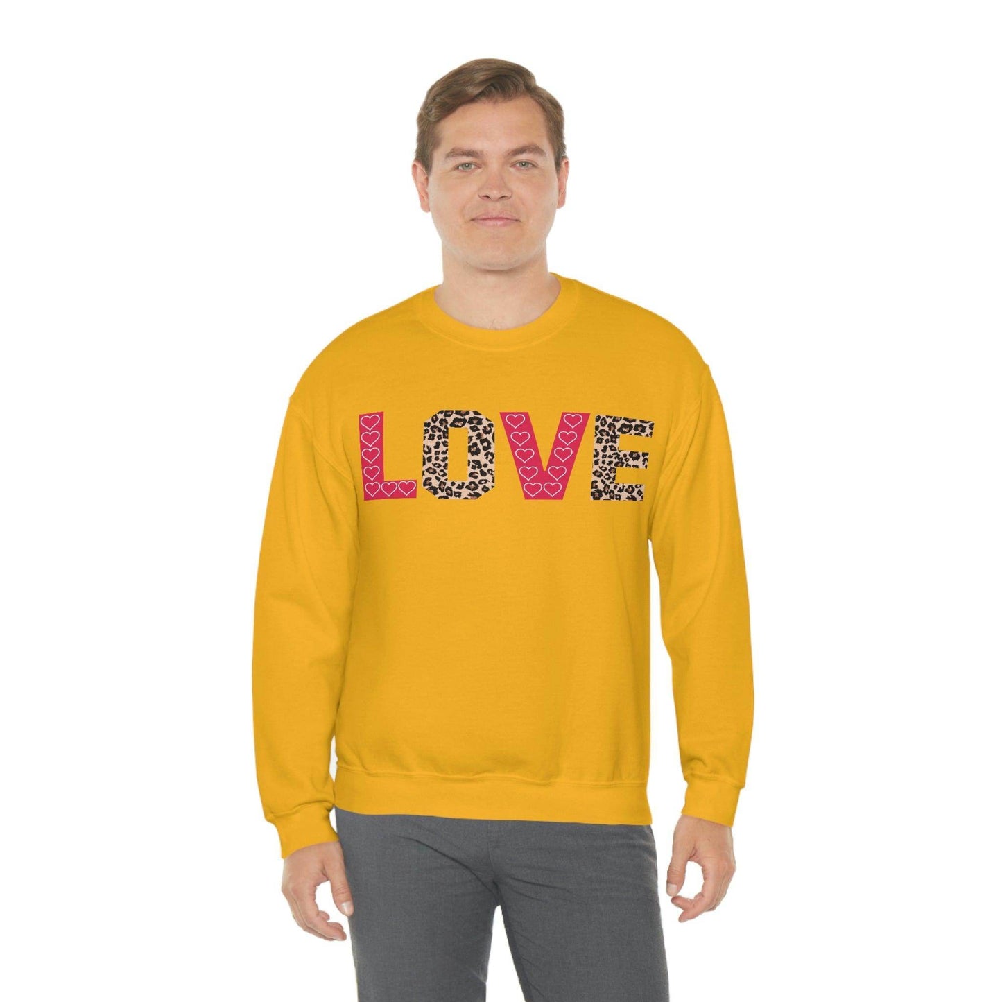 Love Sweatshirt with partial leopard print - Giftsmojo
