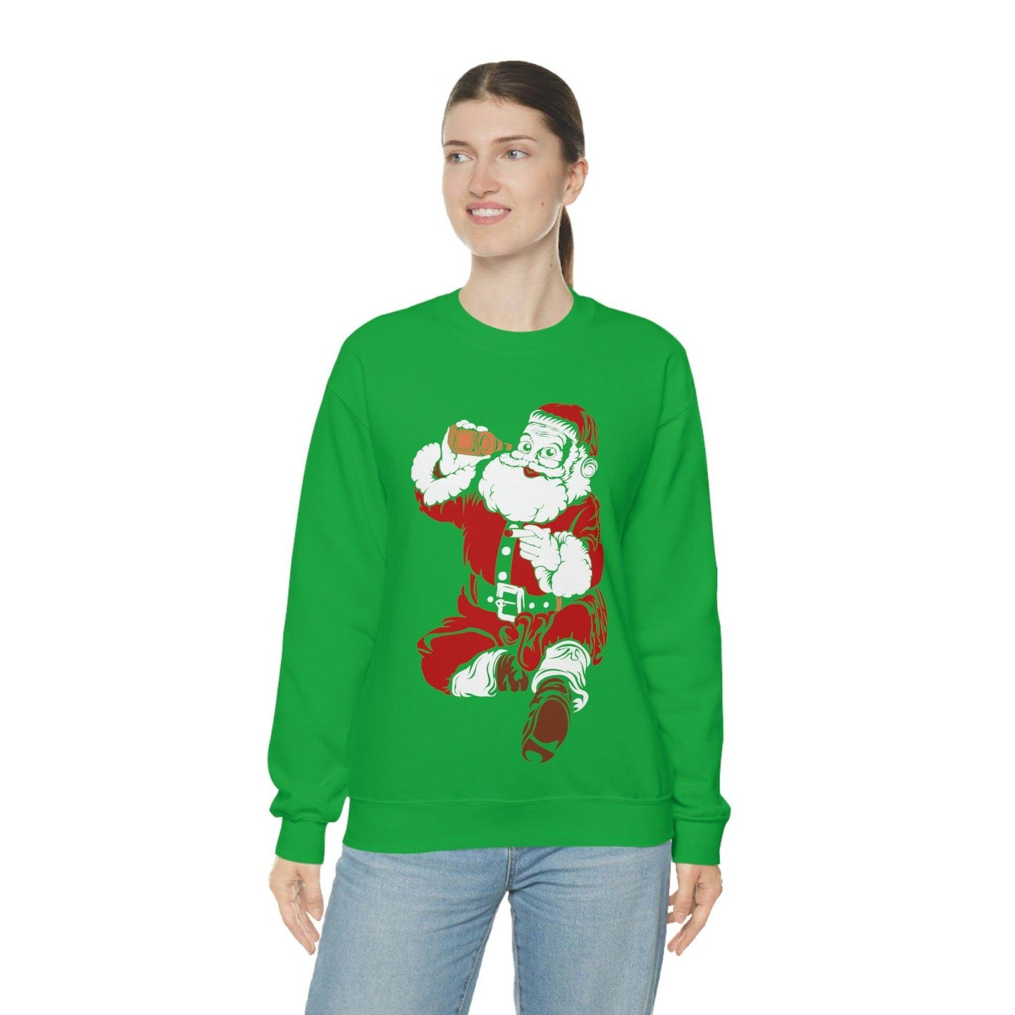 Santa drinking beer Unisex Heavy Blend Crewneck Sweatshirt - Giftsmojo
