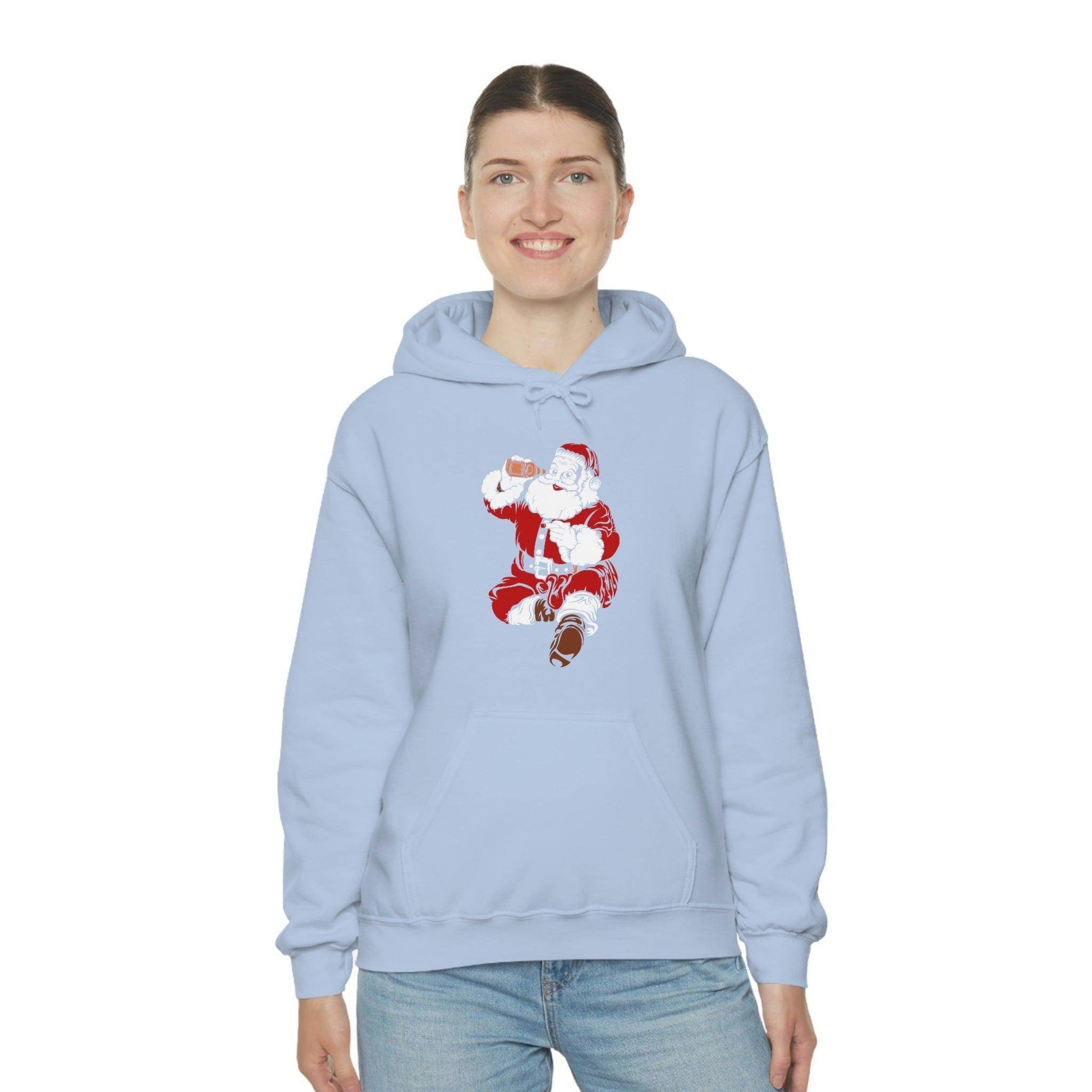 Santa drinking beer funny Hooded Sweatshirt, - Giftsmojo