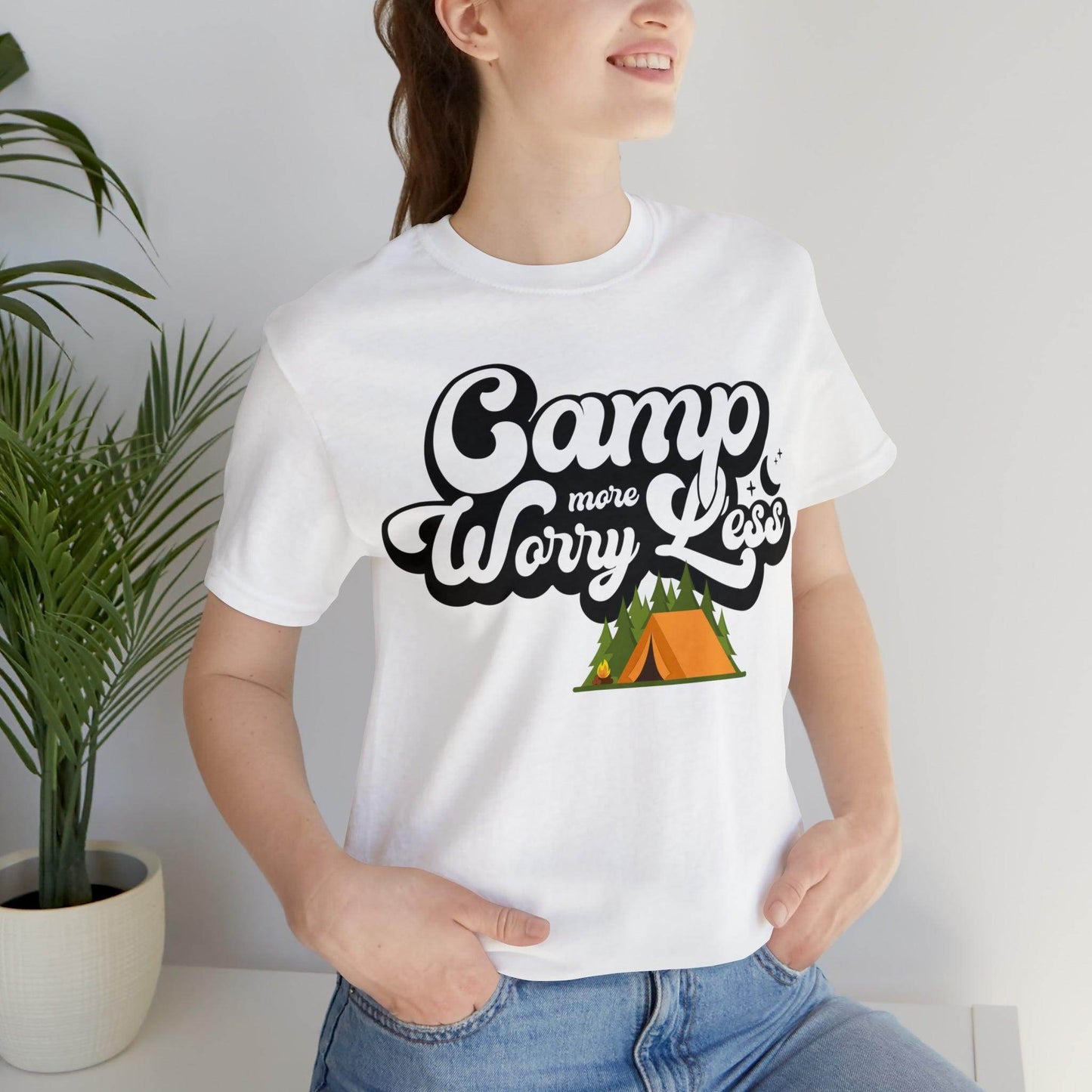 Camp More Worry Less Shirt, Outdoor adventure clothing, Nature-inspired shirts, Outdoor enthusiasts gift, Adventure-themed attire - Giftsmojo