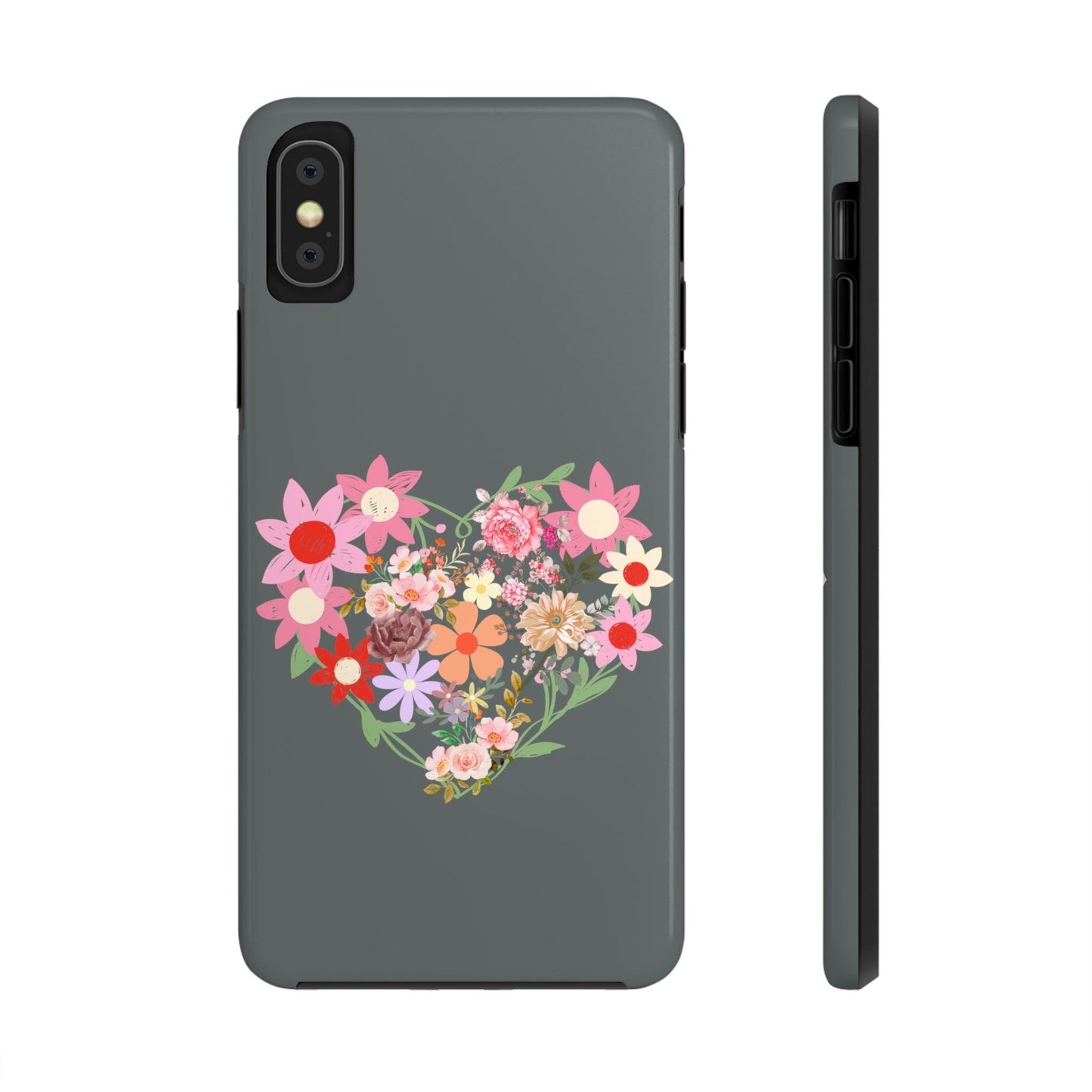 Floral Heart phone case, Tough Phone Cases, Mom Phone Case fit for iPhone 14 Pro, 13, 12, 11 Pro Max, Xr, Xs, 8+, 7, And Samsung S
