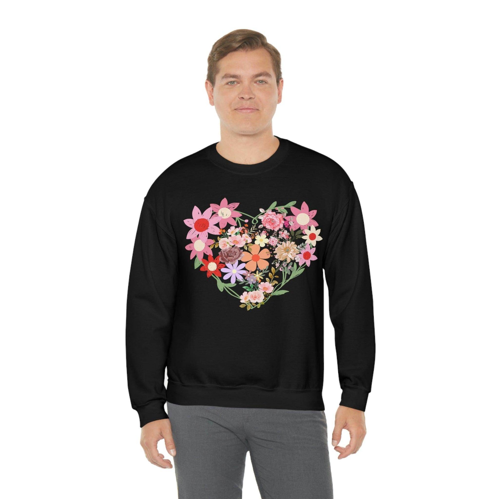 Flower Heart sweatshirt - Floral sweatshirt - Love Sweatshirt - Giftsmojo