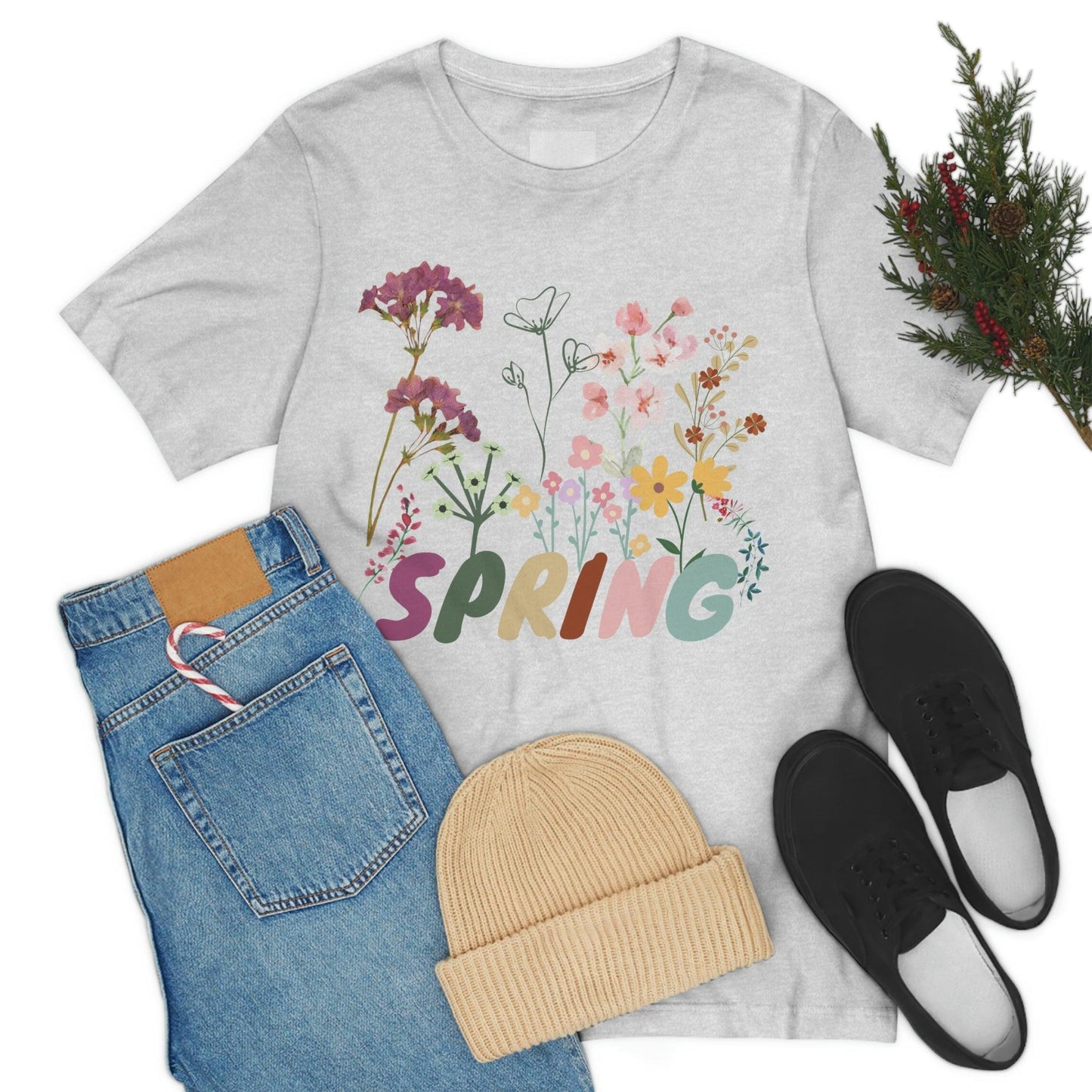 Spring Shirt, Flower T shirt, Vintage Botanical Shirt, Vintage T-shirt, Graphic Tshirt, Botanical Print, Vintage Flower Shirt, Wildflower,