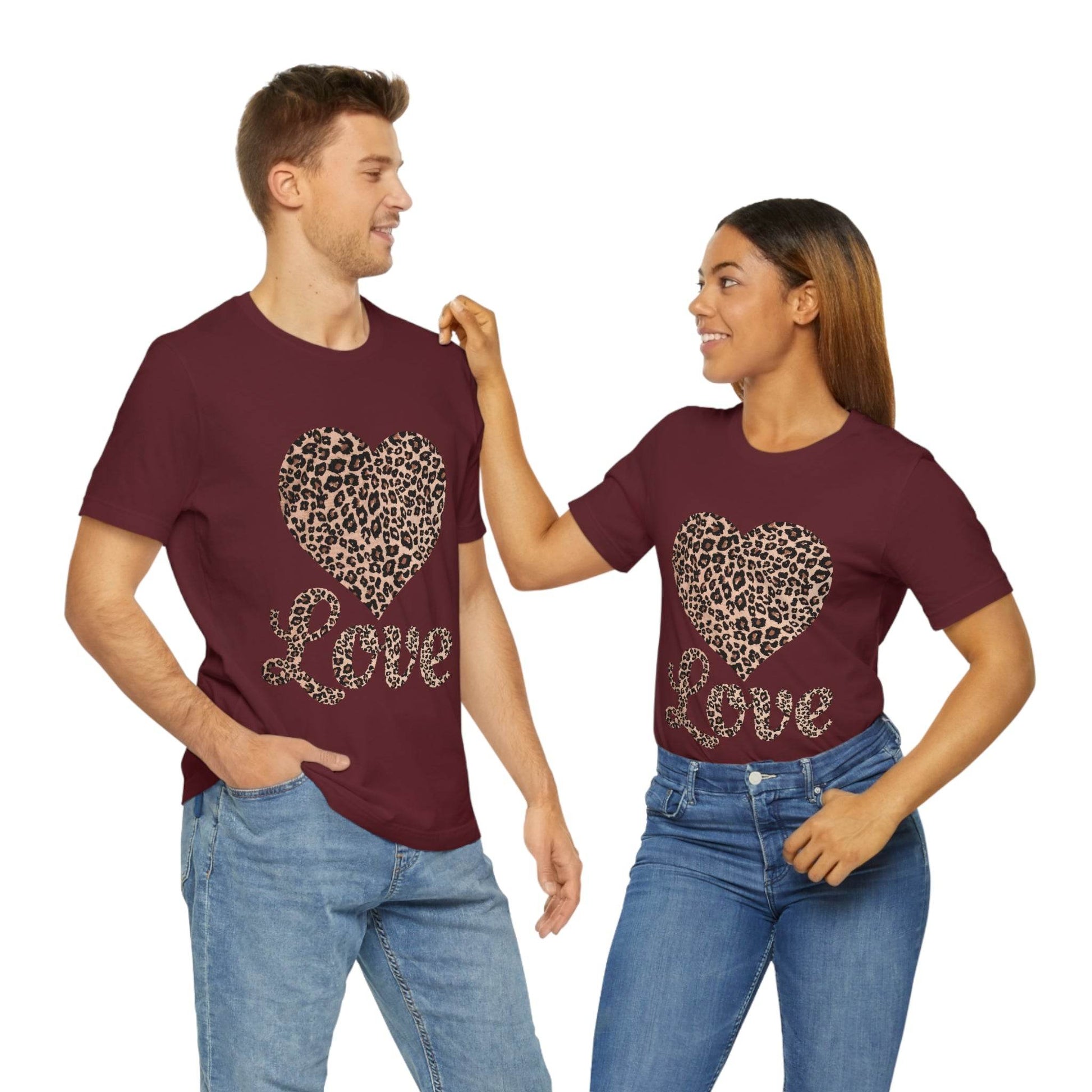Leopard Print, Love Heart Tee, - Giftsmojo