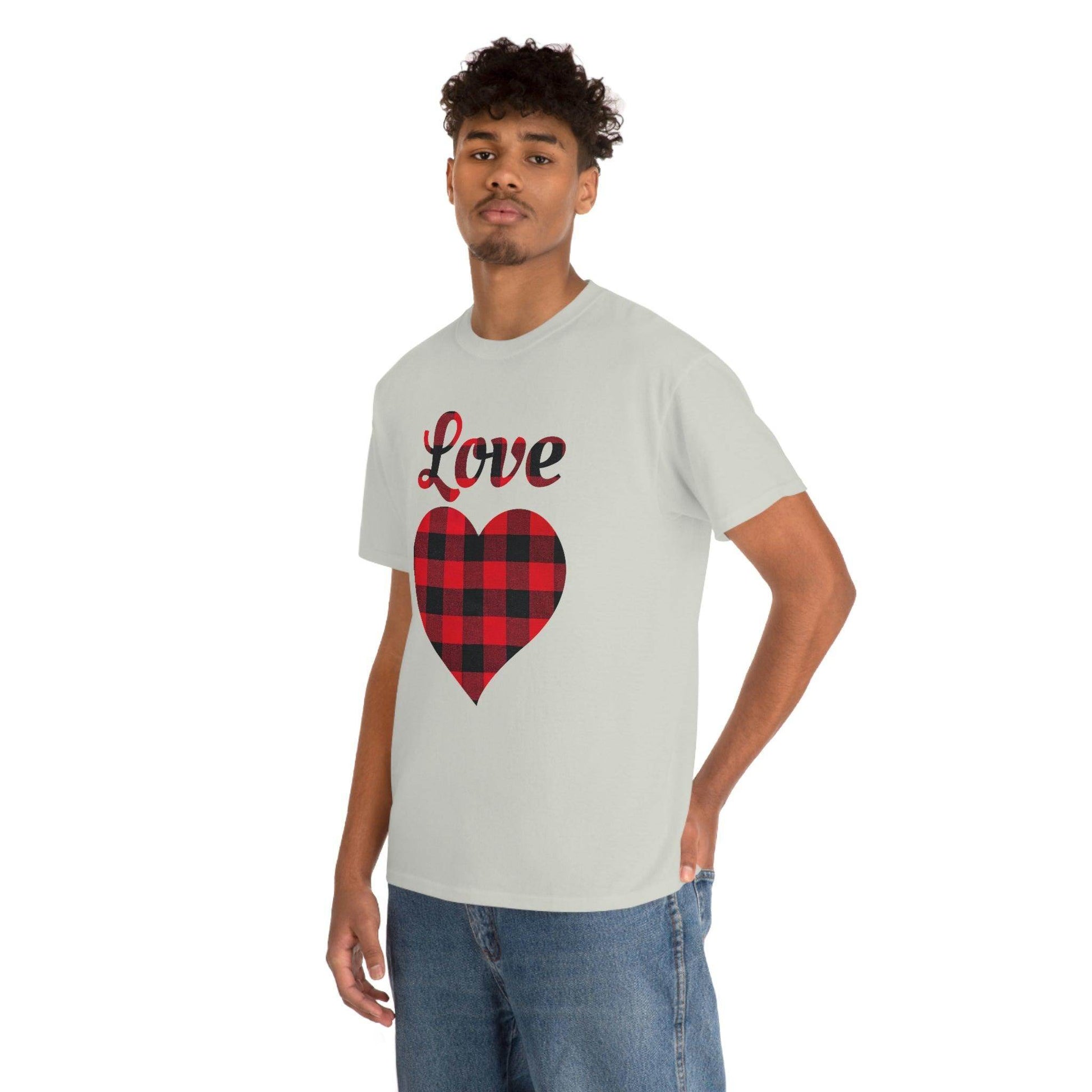 Plaid Love Heart Tee - Giftsmojo