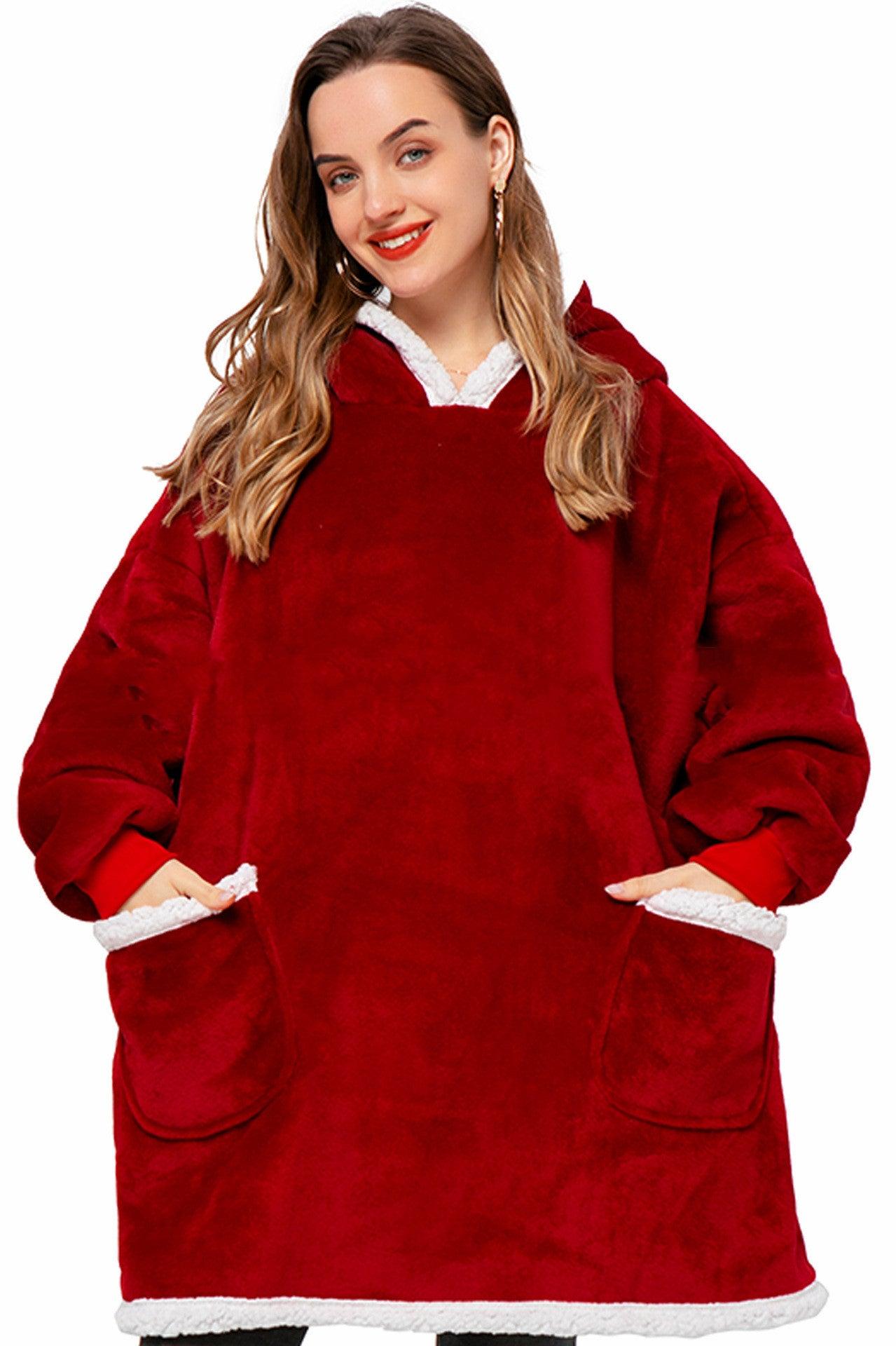 Winter TV Hoodie Blanket Winter Warm Home Clothes Women Men Oversized Pullover With Pockets - Giftsmojo